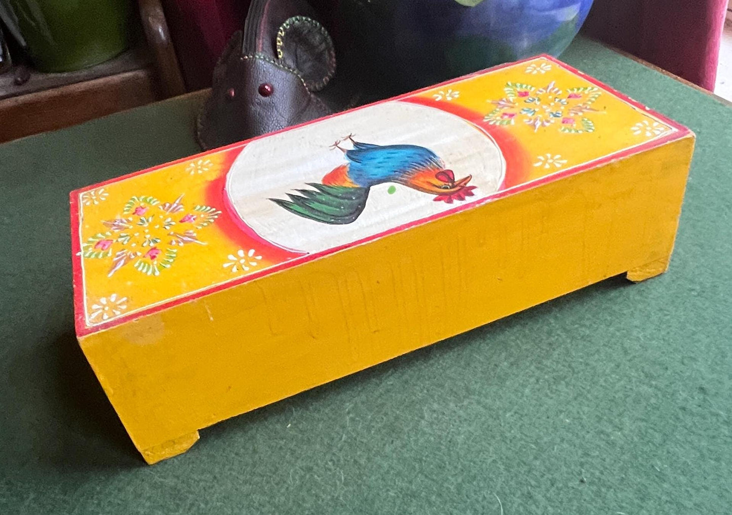 Retro kitchen hand painted rooster design spice drawers.