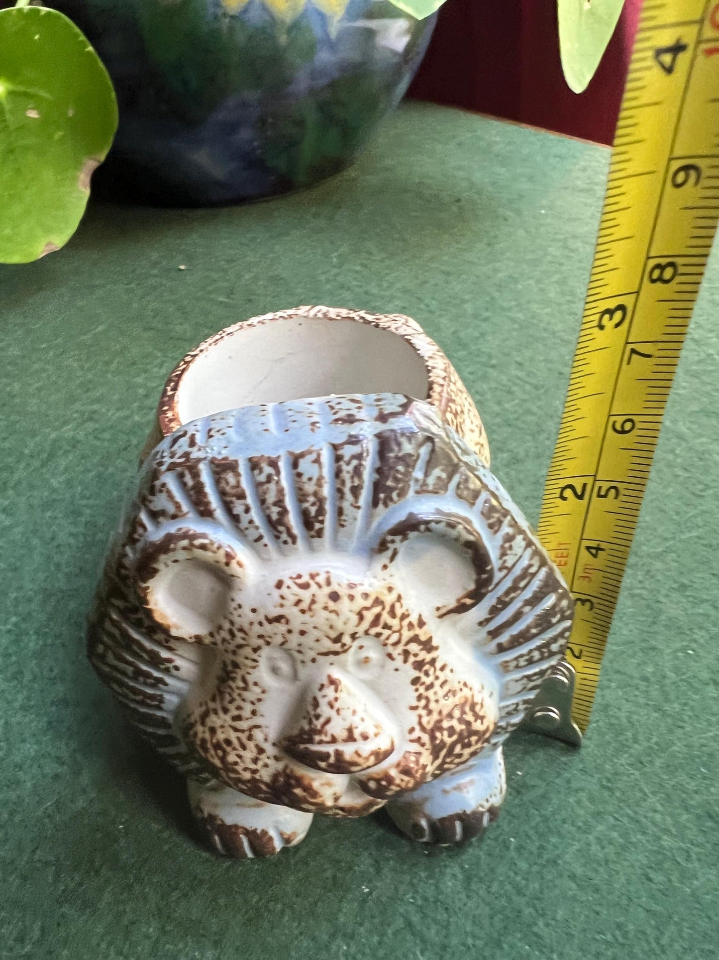 Quirky Lion tealight holder mini planter. Original 'Julietta' Sticker.