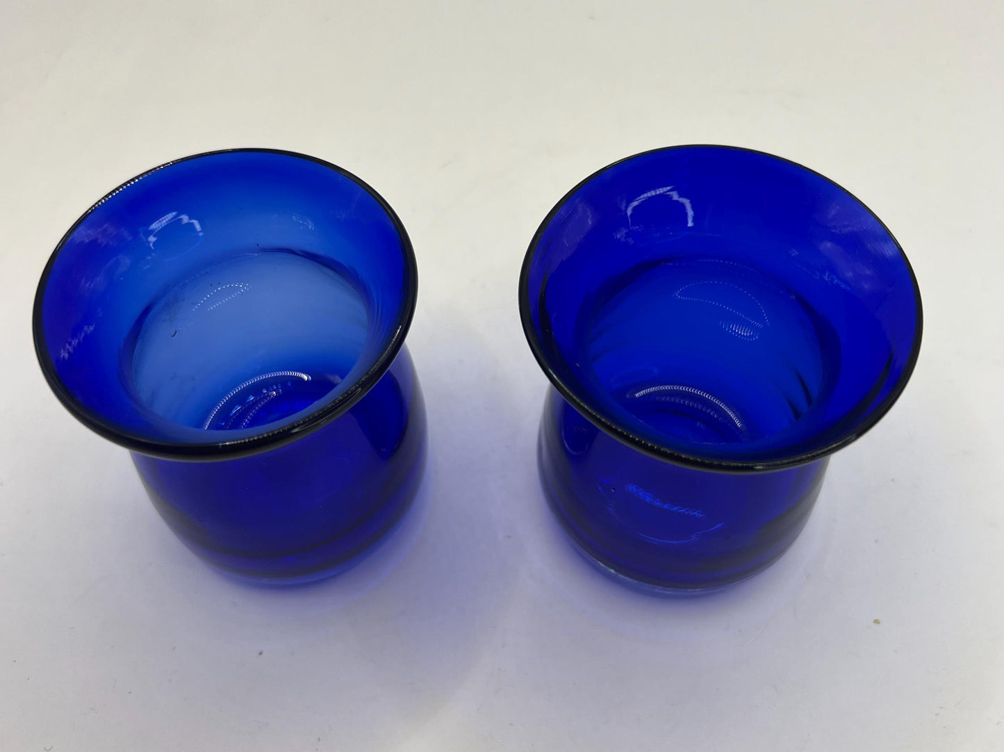 Hand blown cobalt blue studio glass bud posy vases.Scandinavian glass