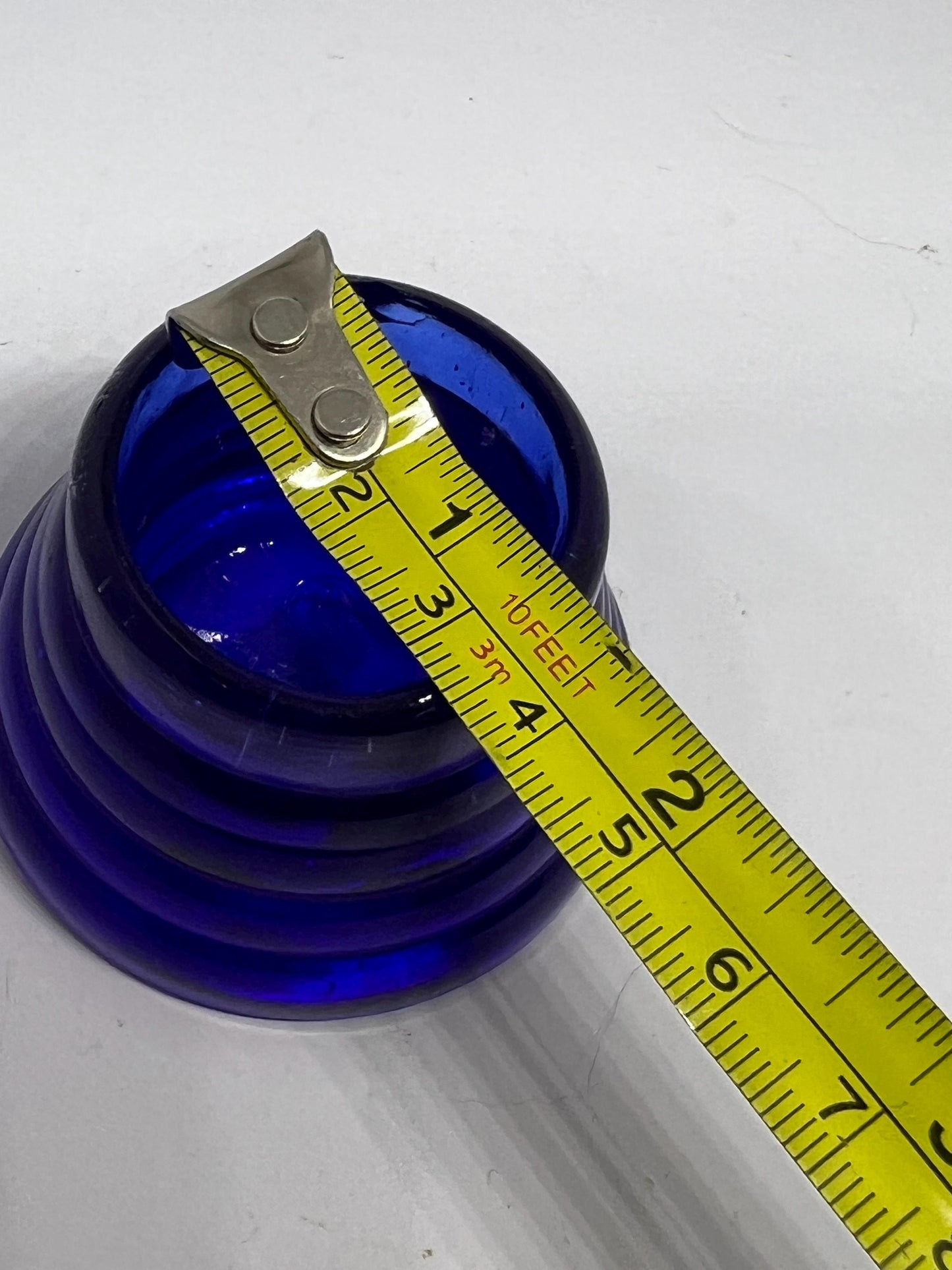 Antique cobalt blue glass inkwell. Fountain pen dipper.