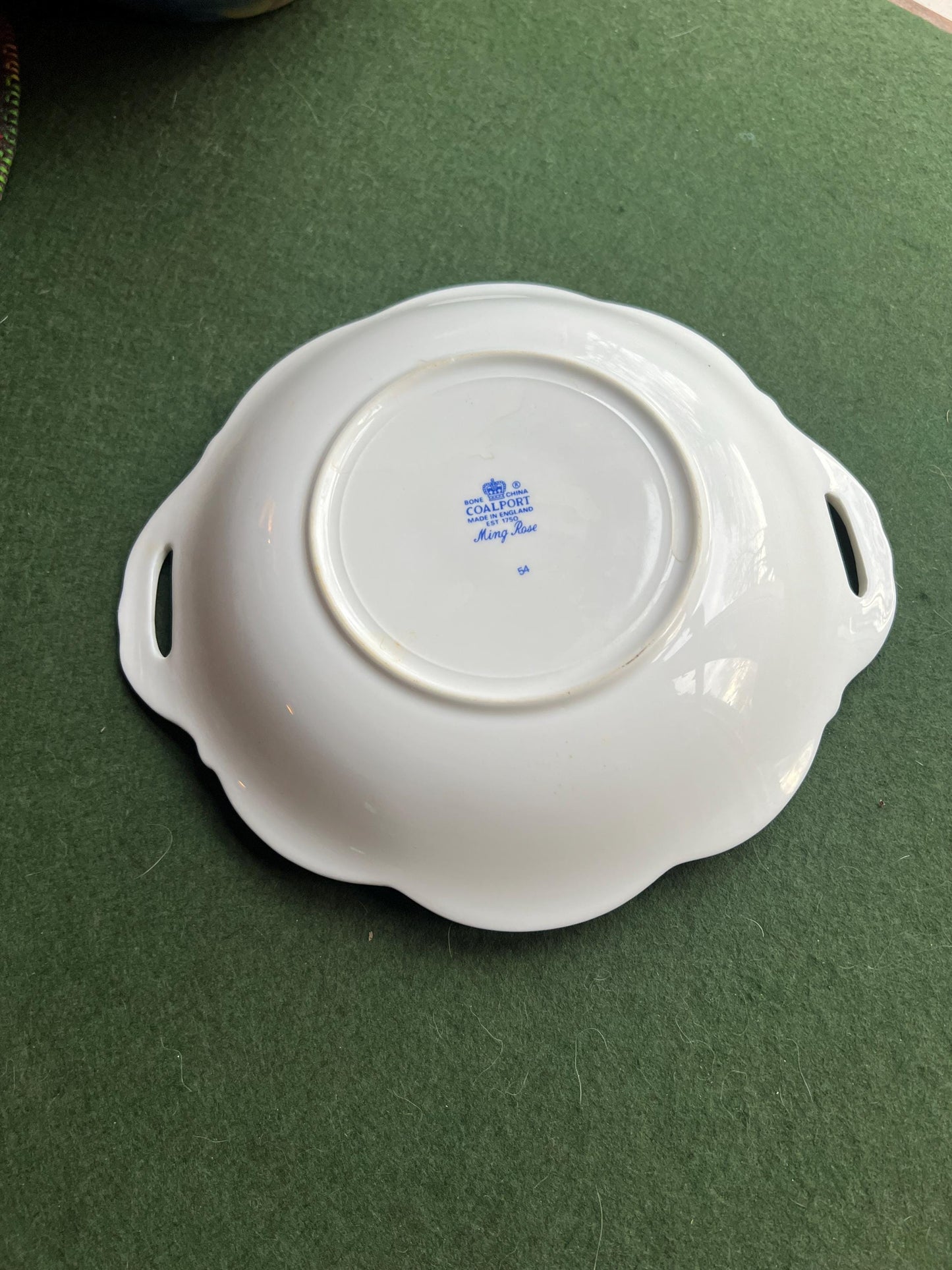 Coal Port 2 handled decorative serving bowl. Floral pattern console bowl. Stamped Ming Rose. Fine bone china lovers gift.