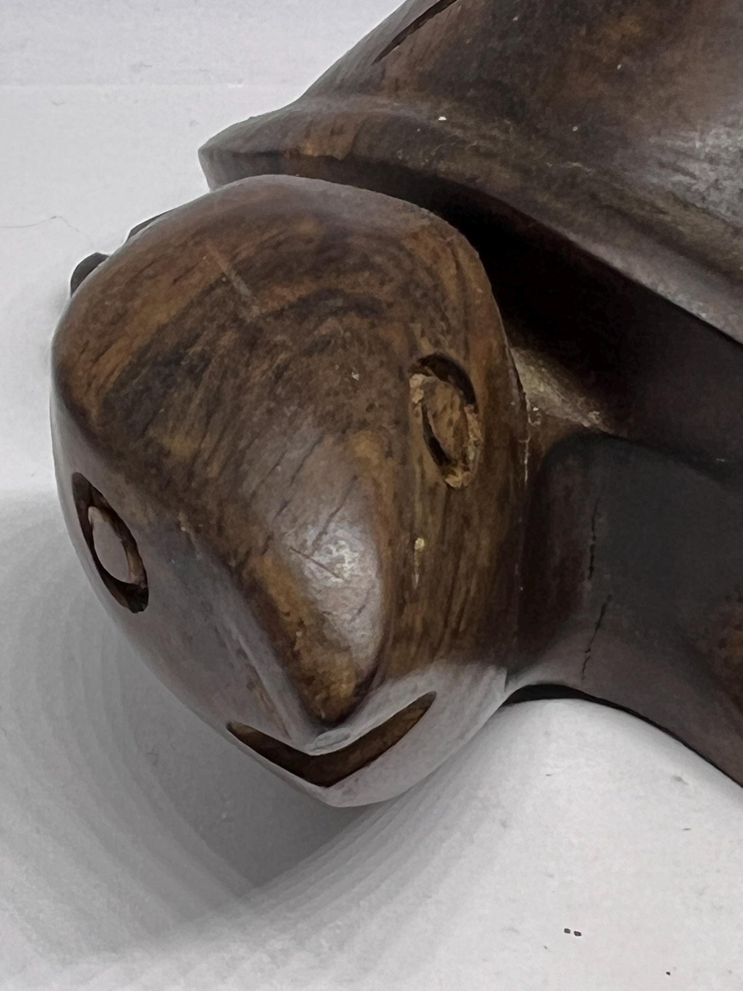 Vintage sea turtle sculpture Ironwood hand carved turtle. Quirky smiling turtle figurine. Animal lover gift. Gift for turtle lover.