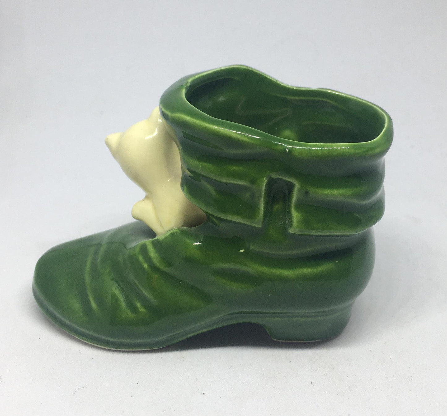 Cute kitten in a boot figurine. Vintage Japanese collectible ornament.