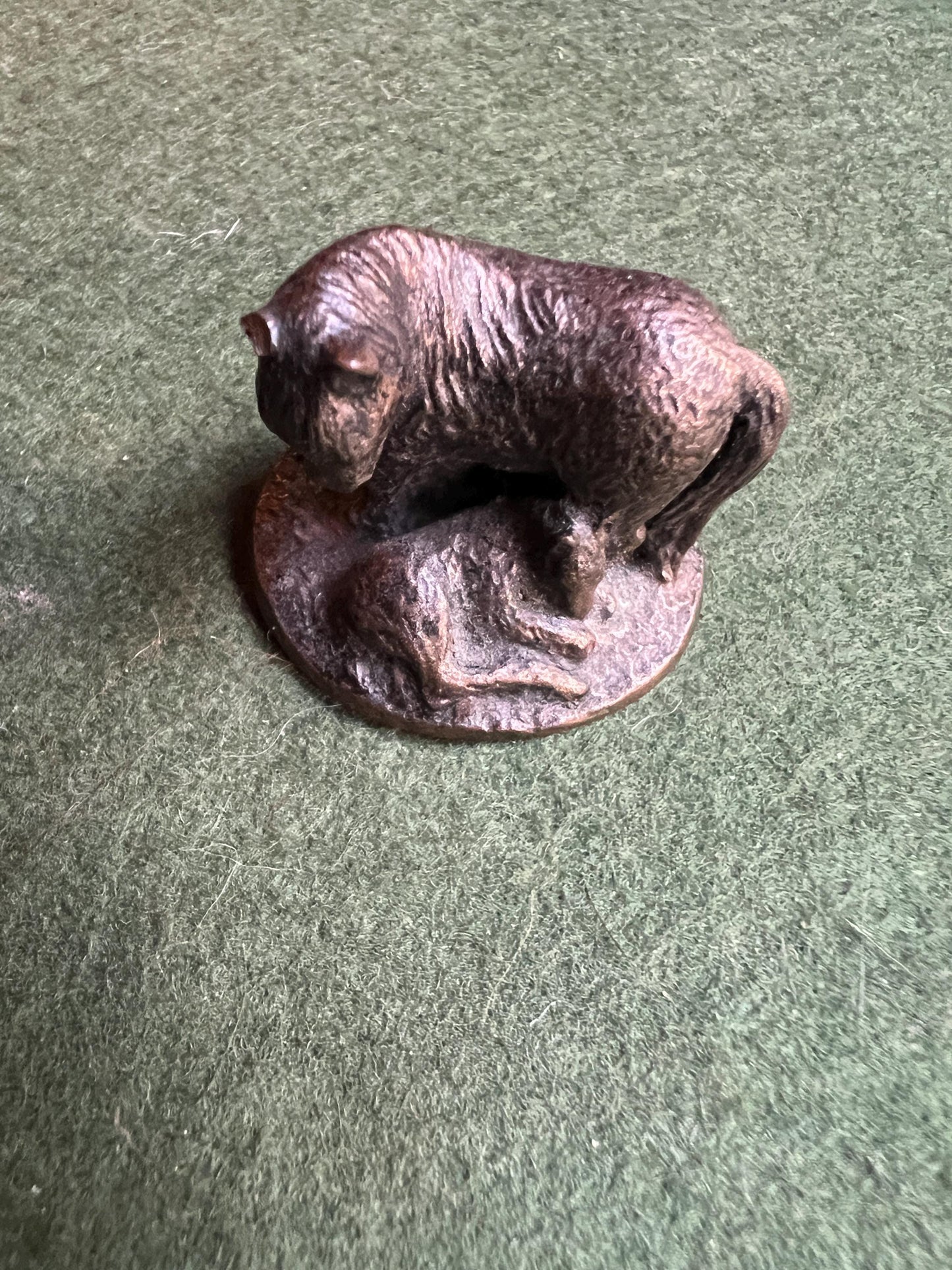 Miniature bronze cast Shetland Pony and foal figurine