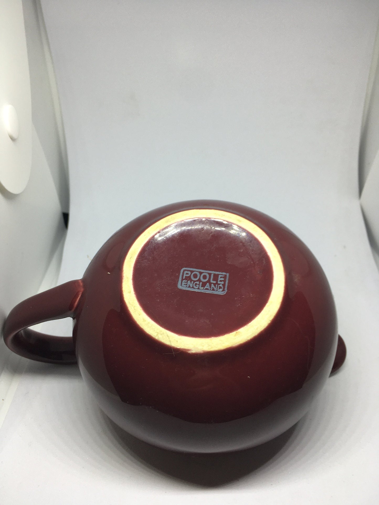 Rare vintage deep red Poole Pottery milk jug creamer sauce boat.