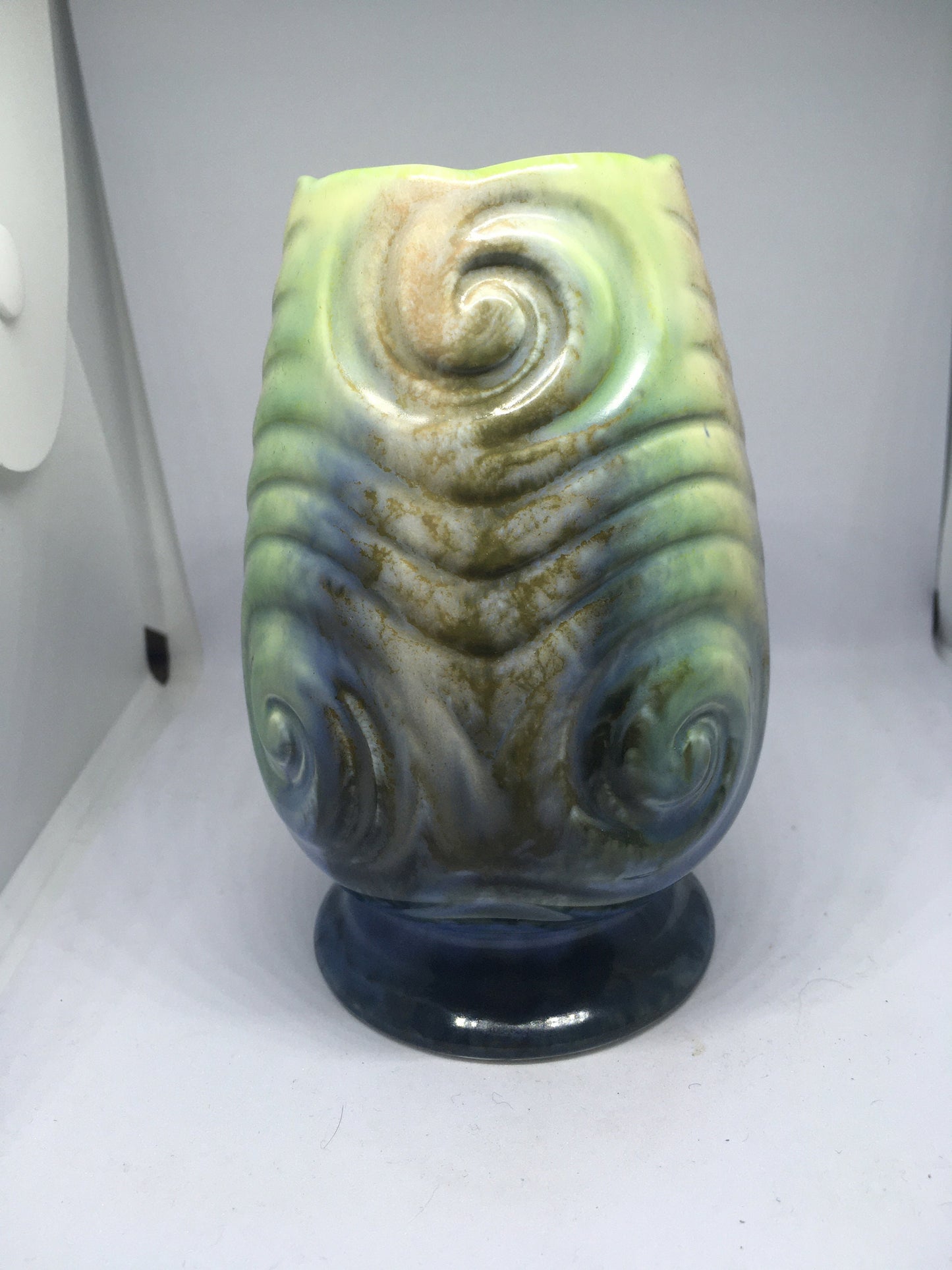 SYLVAC small posy vase. Green and pink toned glaze bud vase.