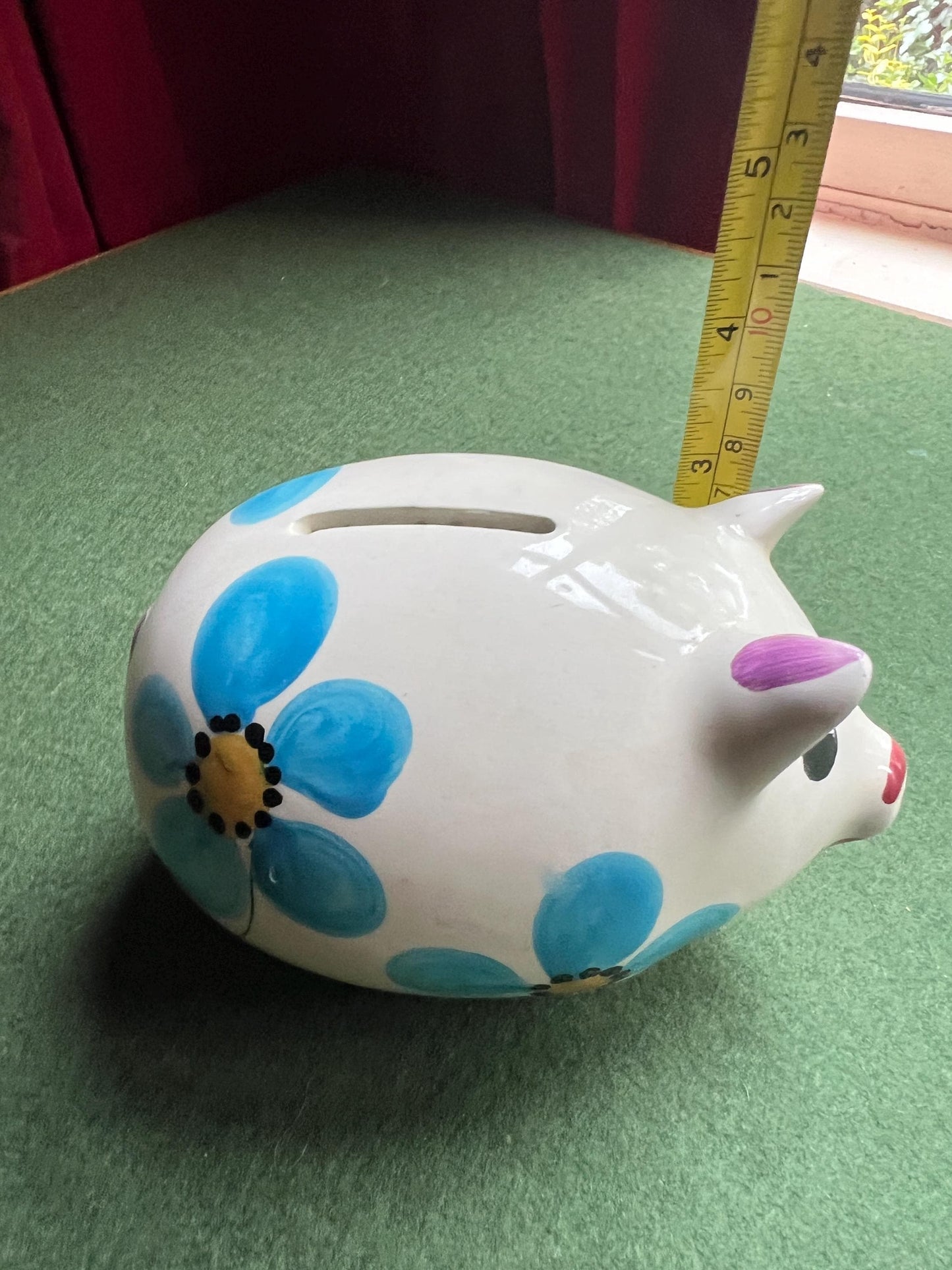 Vintage piggy bank Hand painted ceramic money bank Made in Portugal