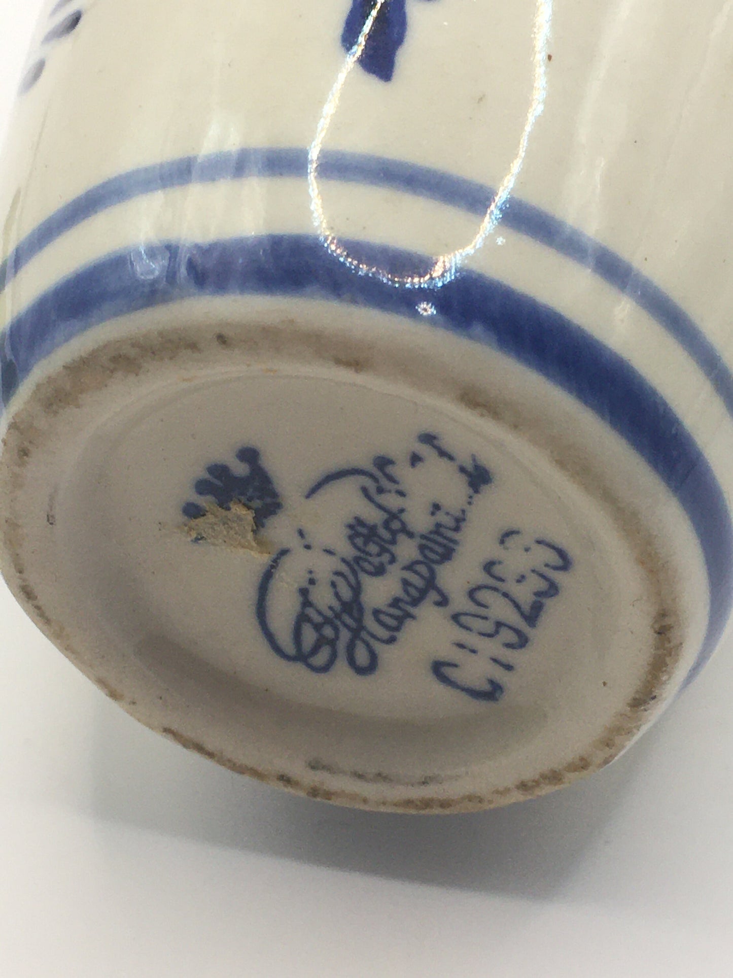 Delft Ware posy bud vase  Windmill and floral decoration Holland pottery