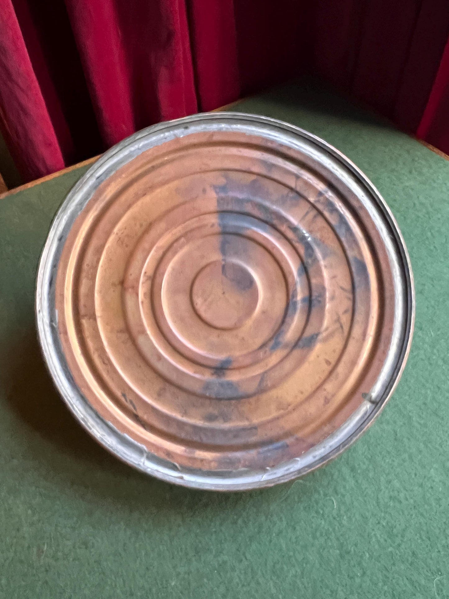 Antique copper bed warmer with screw top. Stamped Trade Mark Wafax.