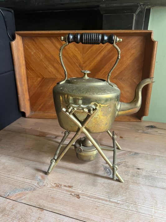 William Soutter Brass Spirit Kettle with Stand.