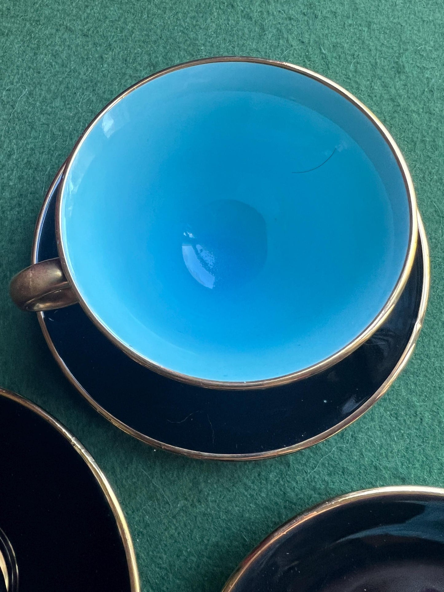 Vintage teacup and saucer. Stamped Stavangerflint  Norway Harlequin Palette.