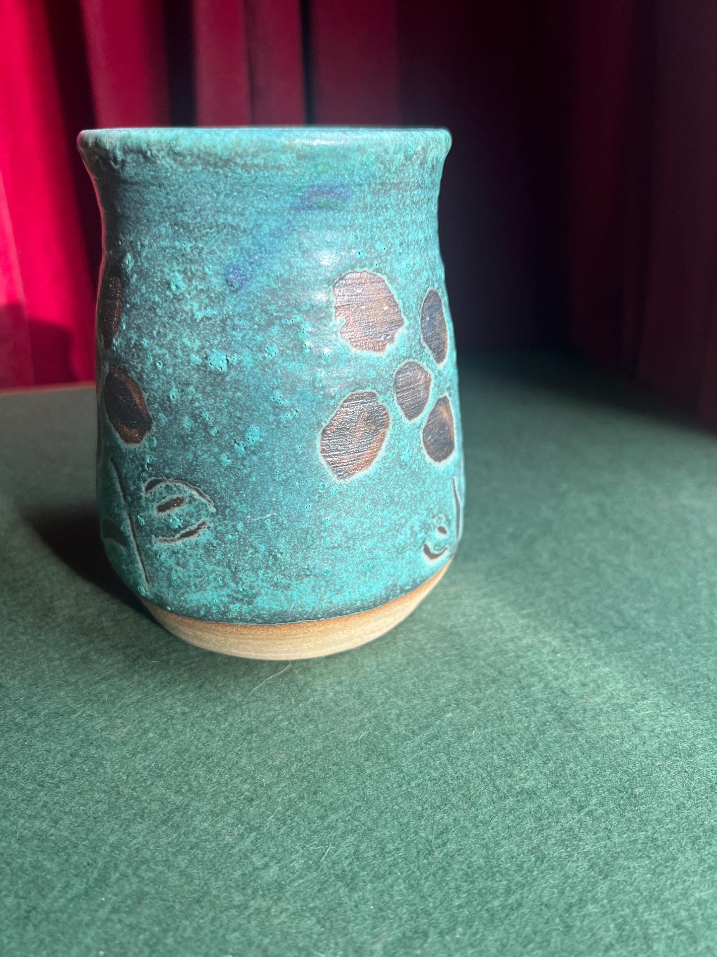 Studio Pottery Stoneware Vase Utensil holder. tamped to base FC C