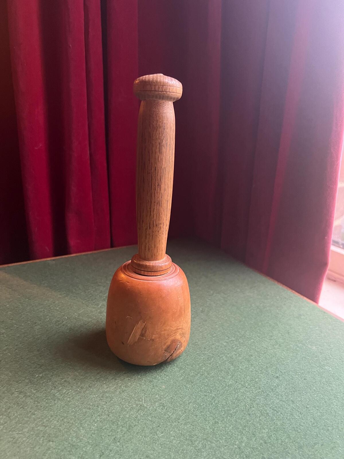Antique vintage wooden woodworkers mallet. Sculptors carving tool.