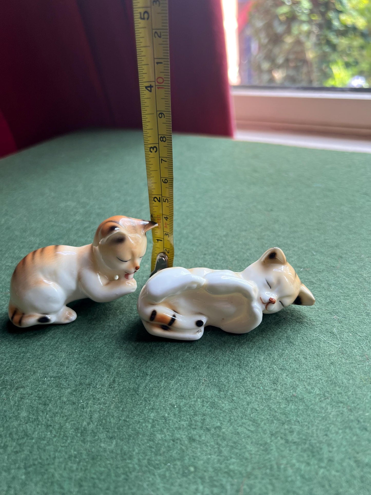 Pair of tabby cat ornaments.