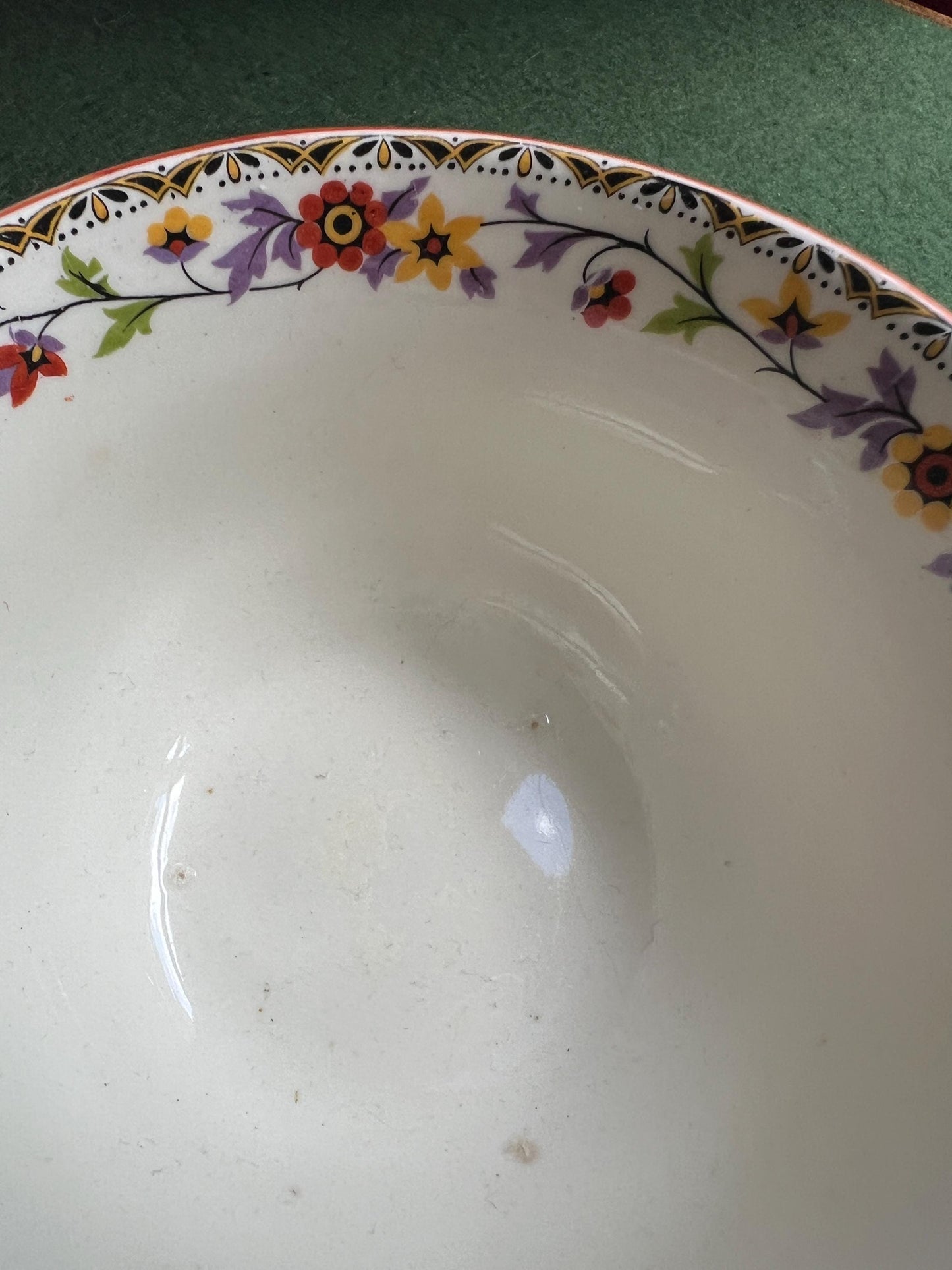 Vintage ceramic serving bowl. Floral pattern. Stamped Myott son and co England.