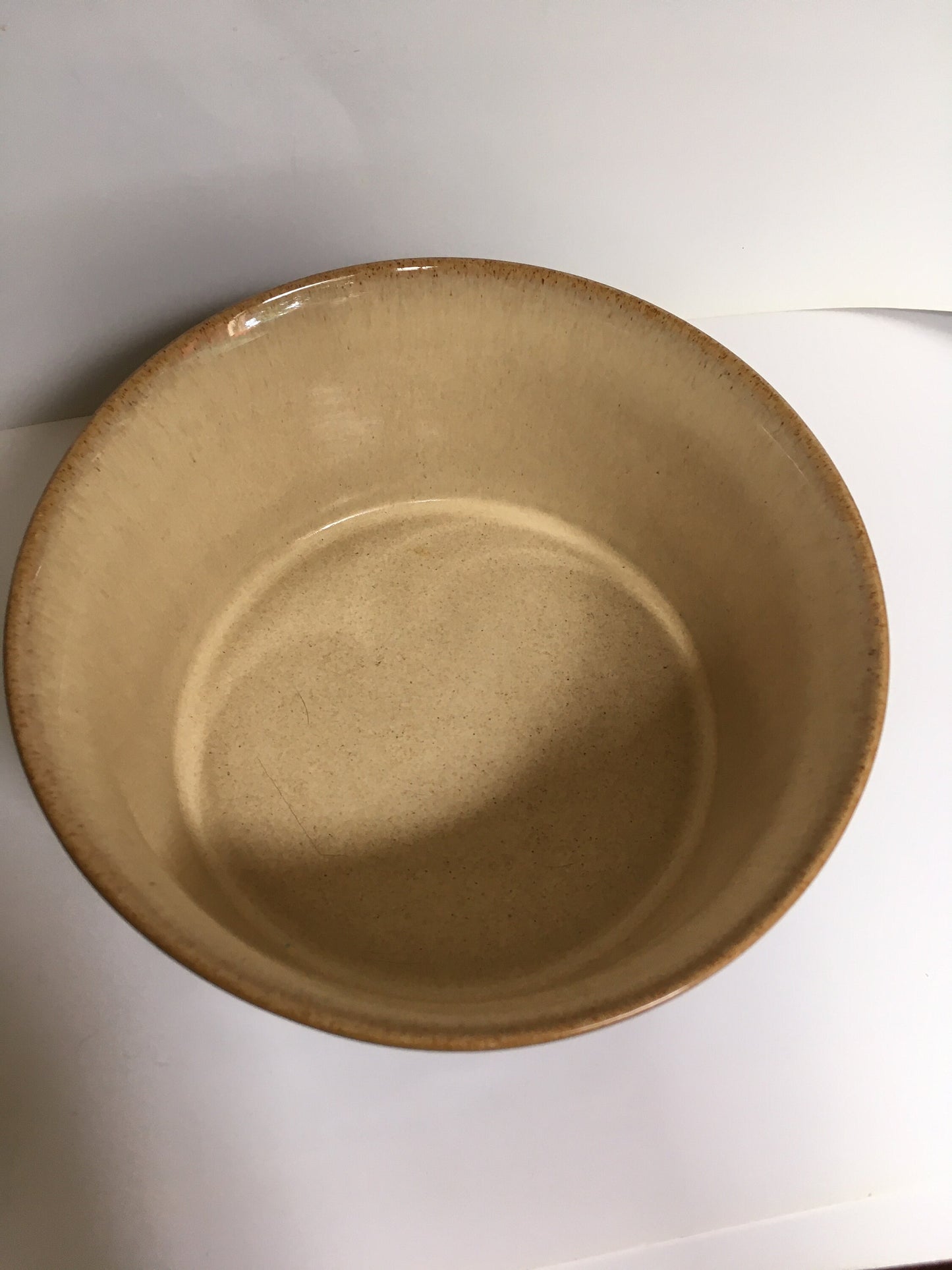 Vintage Denby Deep Pie dish casserole. Brown glazed stone ware with Daisy pattern. Stamped 1 1/2 pints Bakewell England.