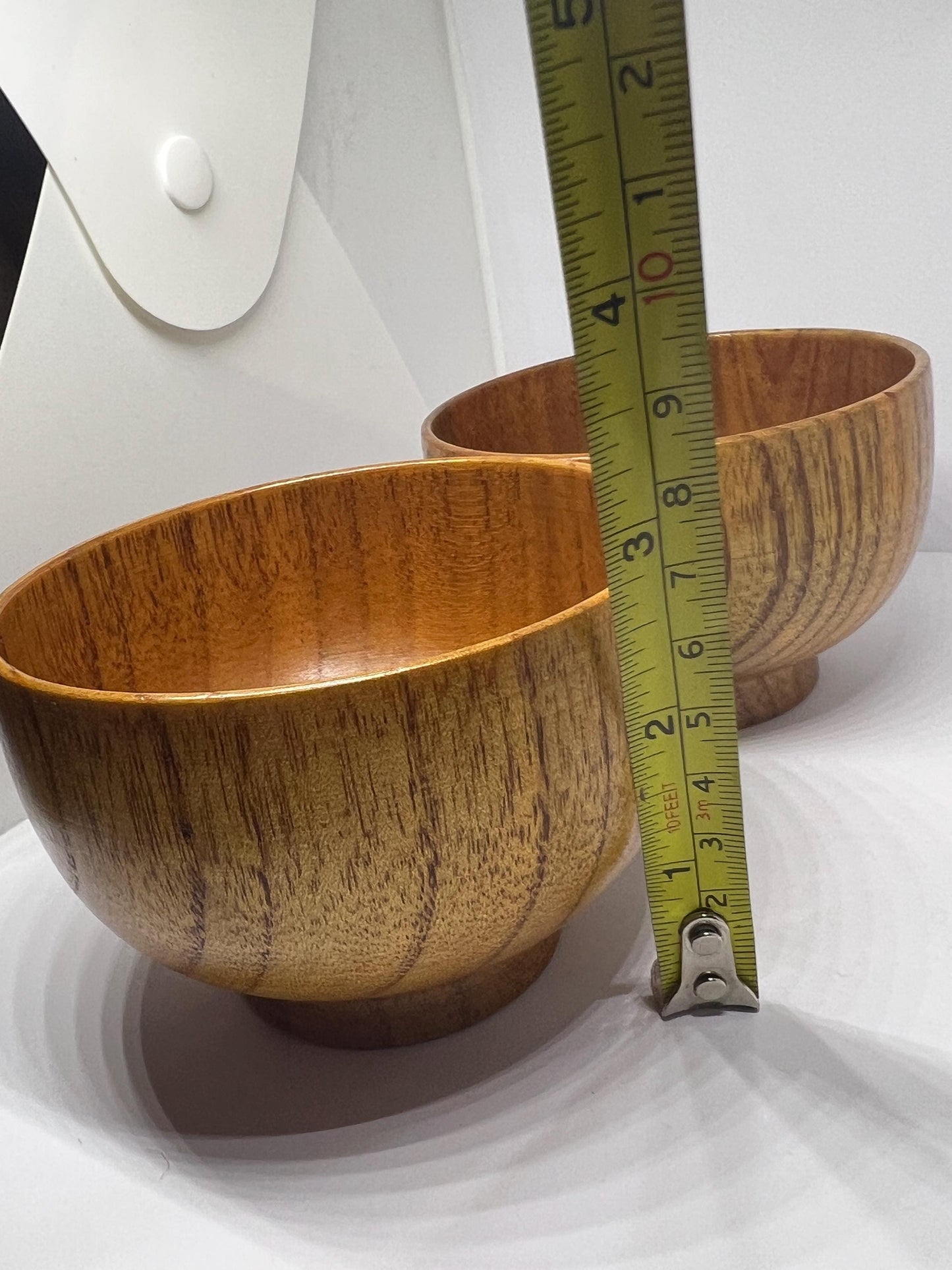 Vintage turned wood footed serving bowls.