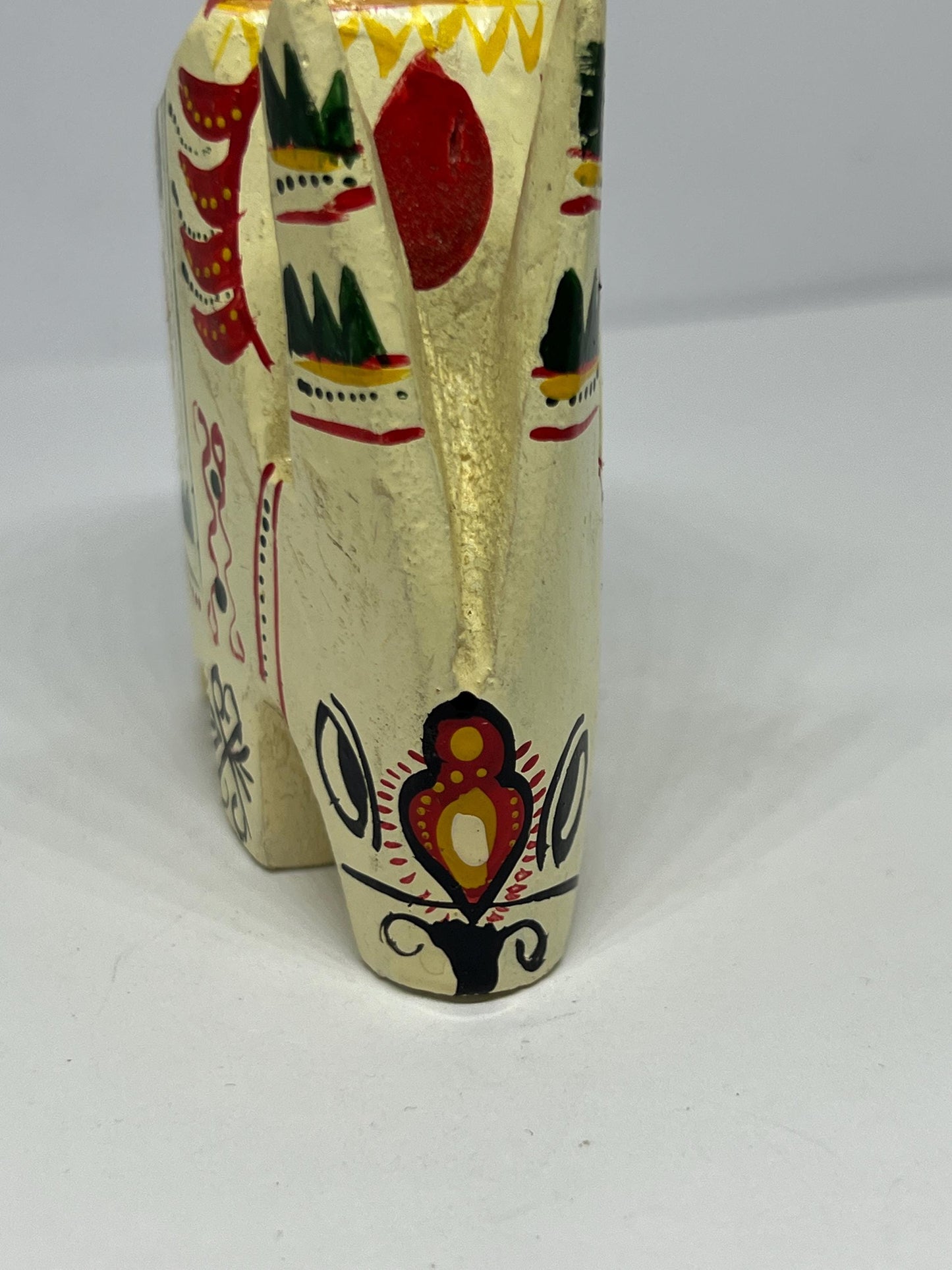 Folk art elephant figurine. Sri Lankan decorative hand painted elephant.