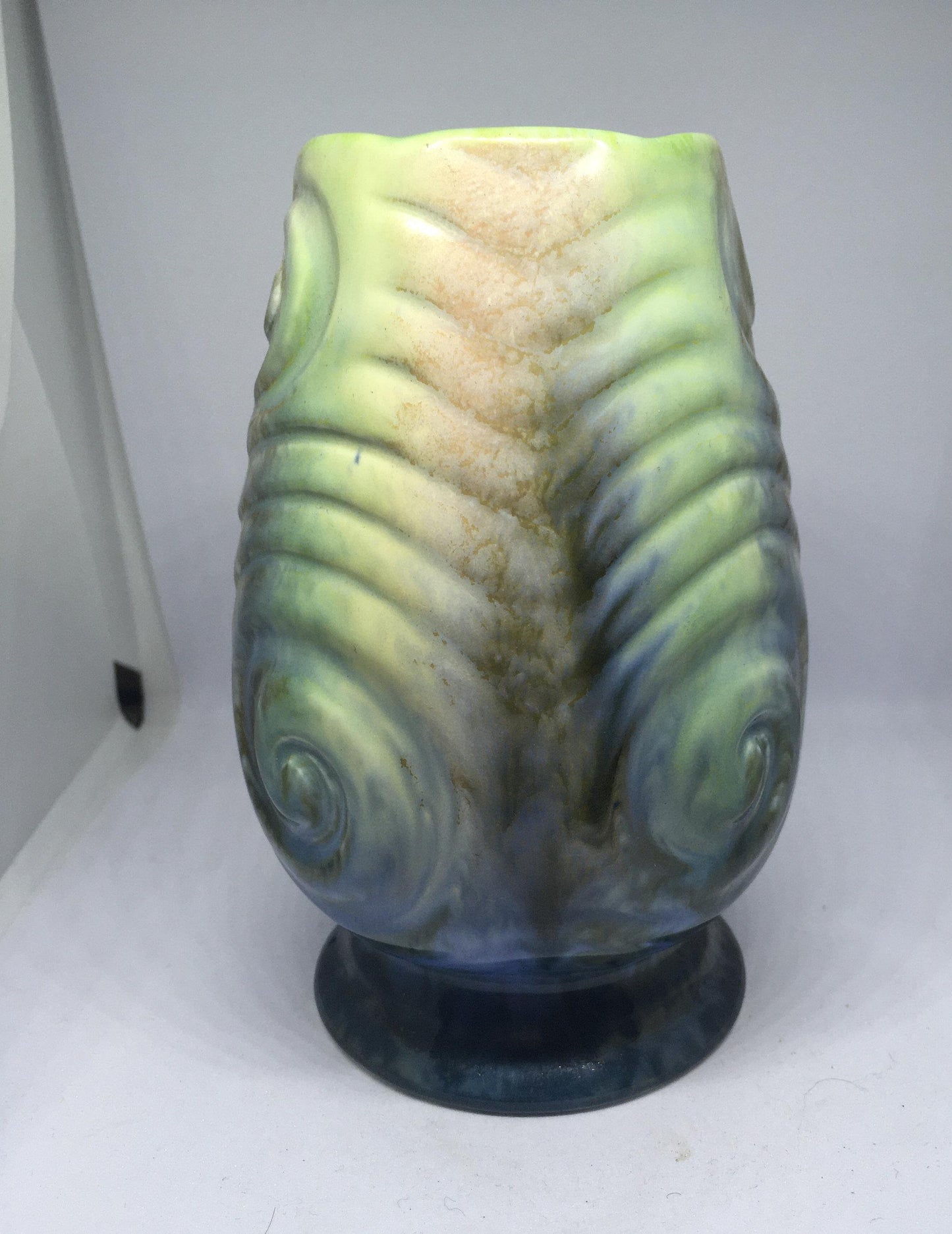 SYLVAC small posy vase. Green and pink toned glaze bud vase.
