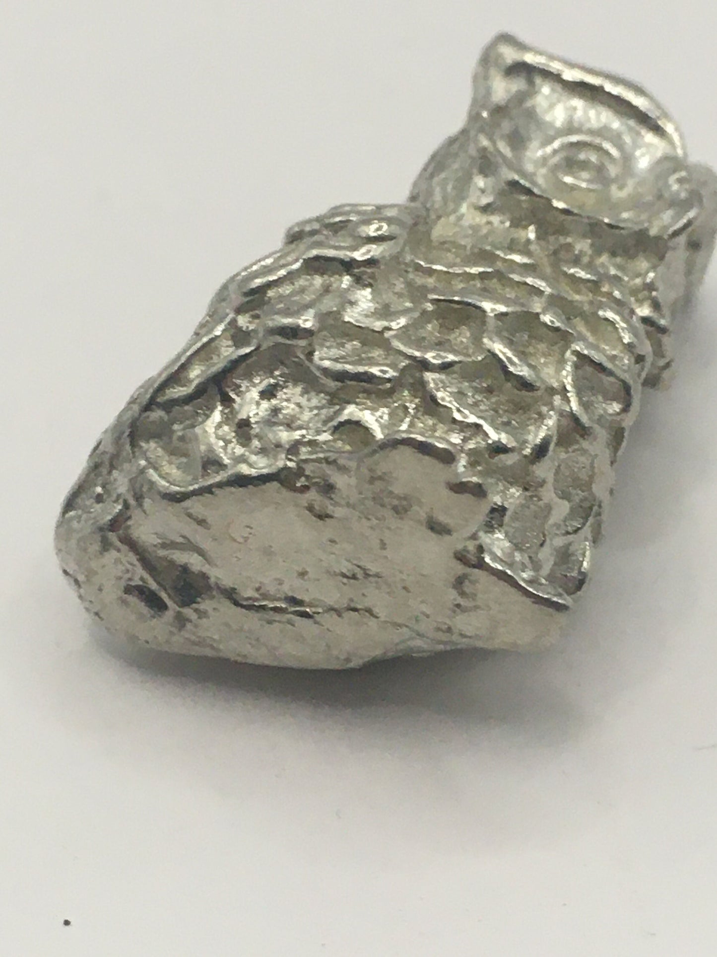 Metal owl ornament. Tiny silver tone owl figurine.