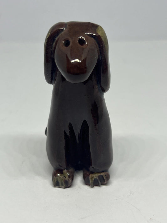 Tiny studio pottery dog figurine.
