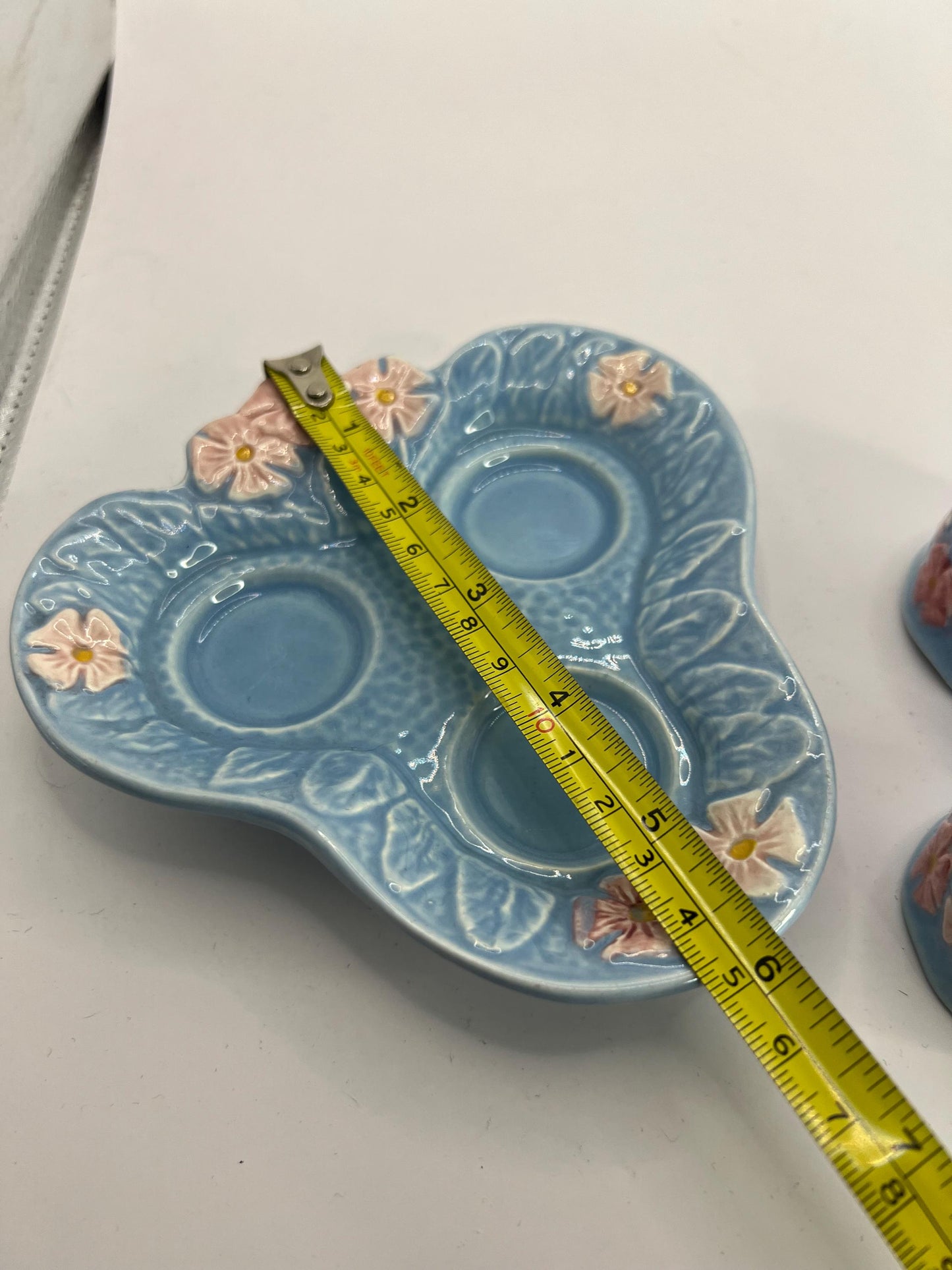 Melba Ware Blue & Pink Pottery Egg Cups Set. Late 1940’s