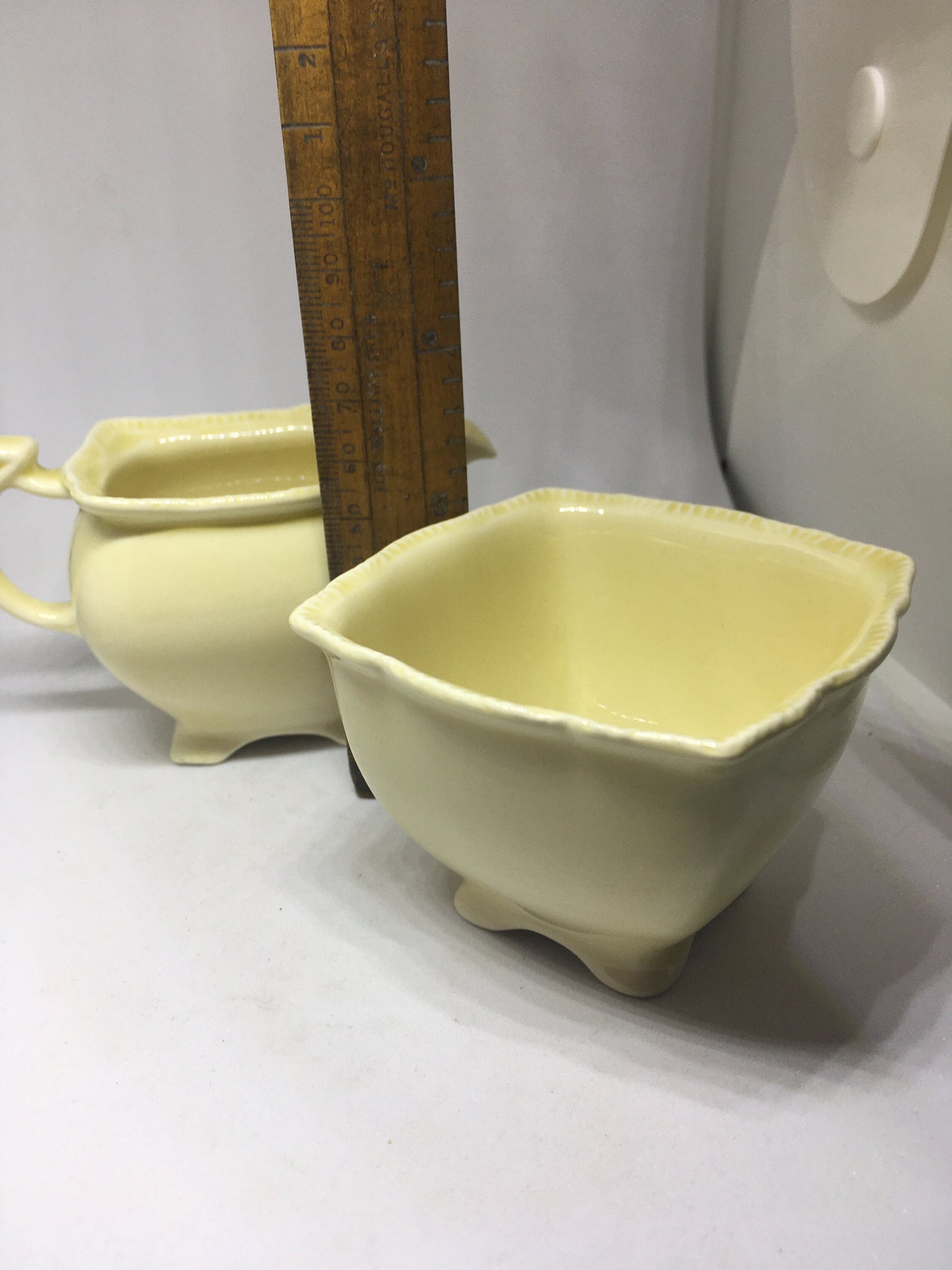 Sugar bowl and milk jug. Cream glazed Royal Winton Grimwades. Made in England.