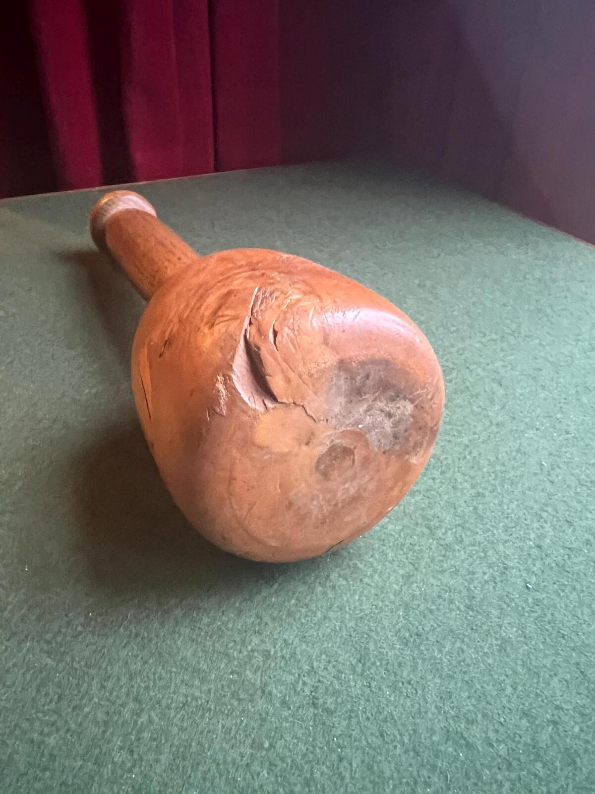 Antique vintage wooden woodworkers mallet. Sculptors carving tool.