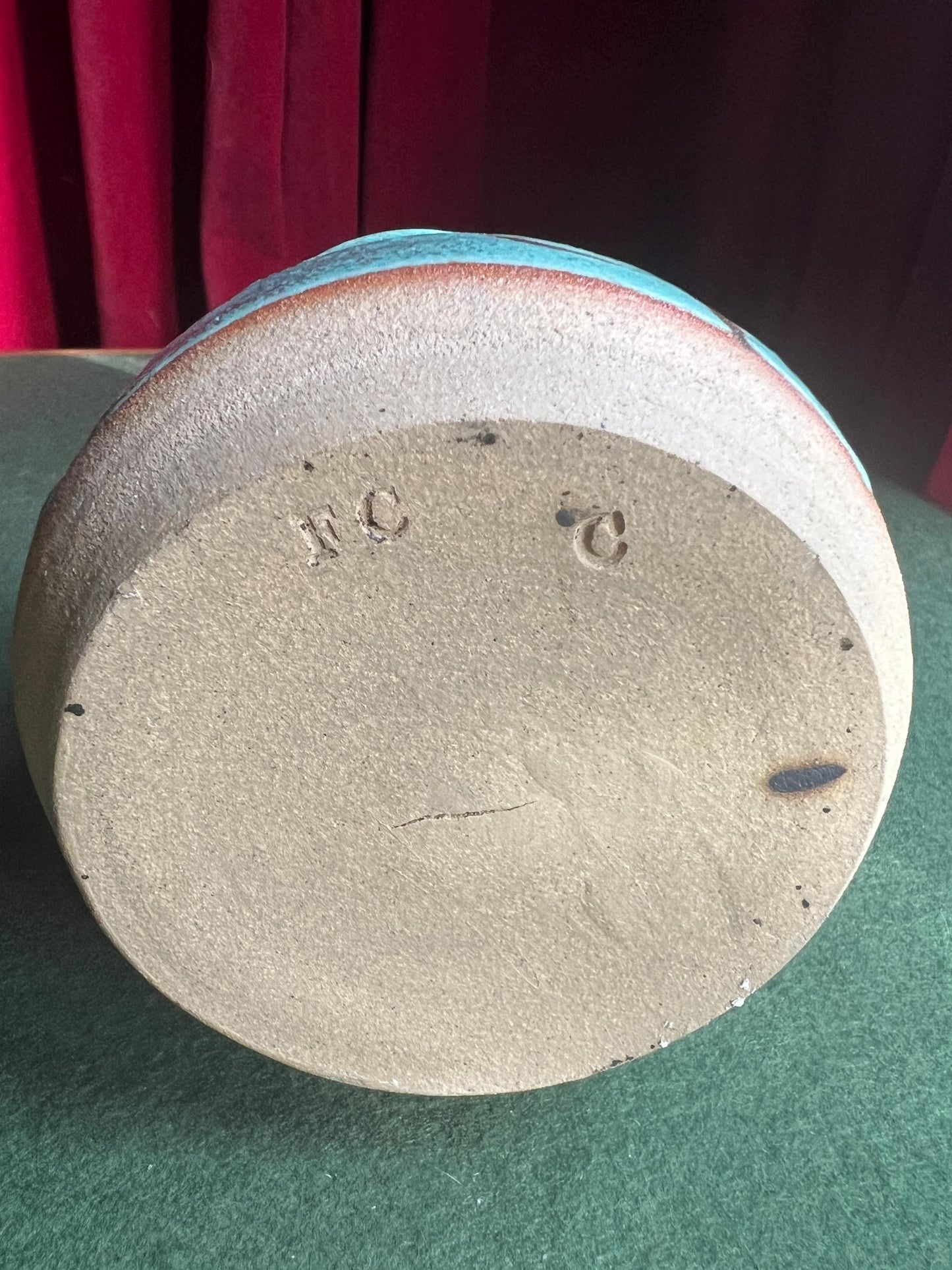 Studio Pottery Stoneware Vase Utensil holder. tamped to base FC C