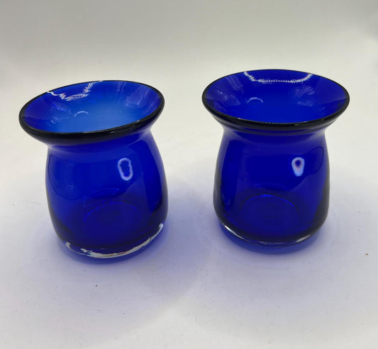 Hand blown cobalt blue studio glass bud posy vases.Scandinavian glass