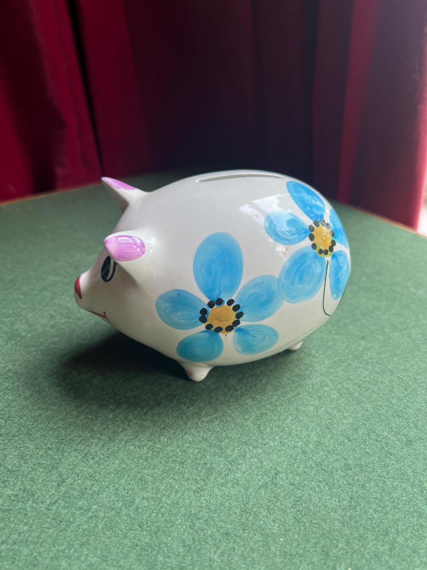 Vintage piggy bank Hand painted ceramic money bank Made in Portugal