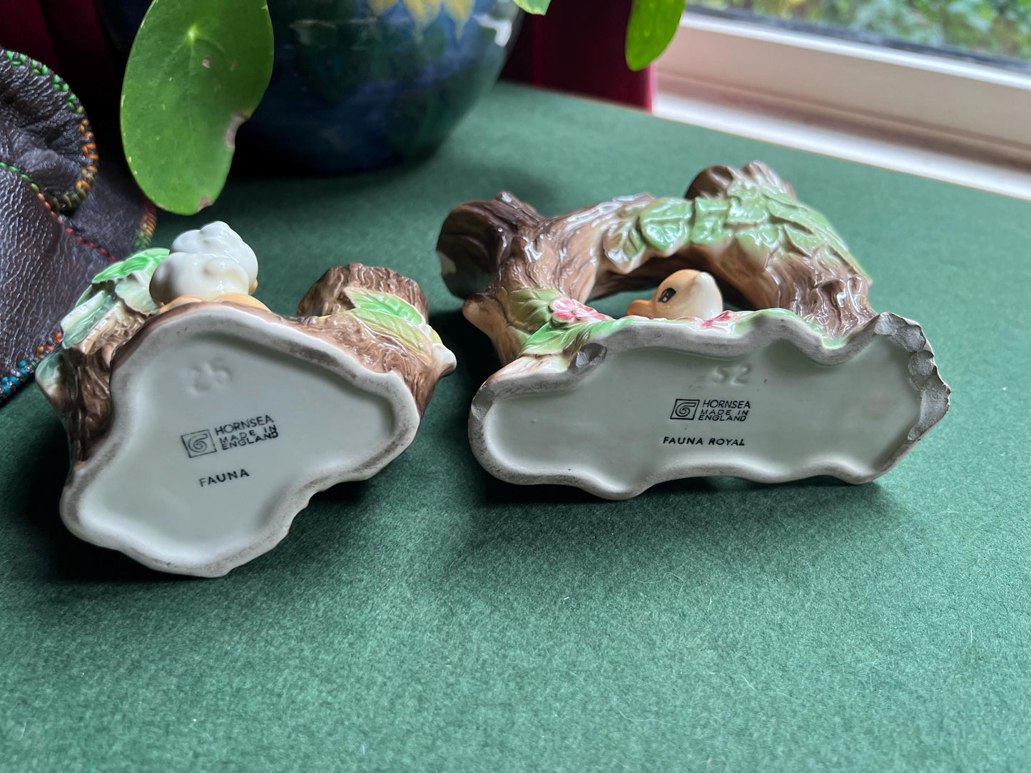 Vintage Hornsea posy vases. Fauna baby rabbit sitting by a tree stump Fauna Royal baby deer sitting by a tree stump.