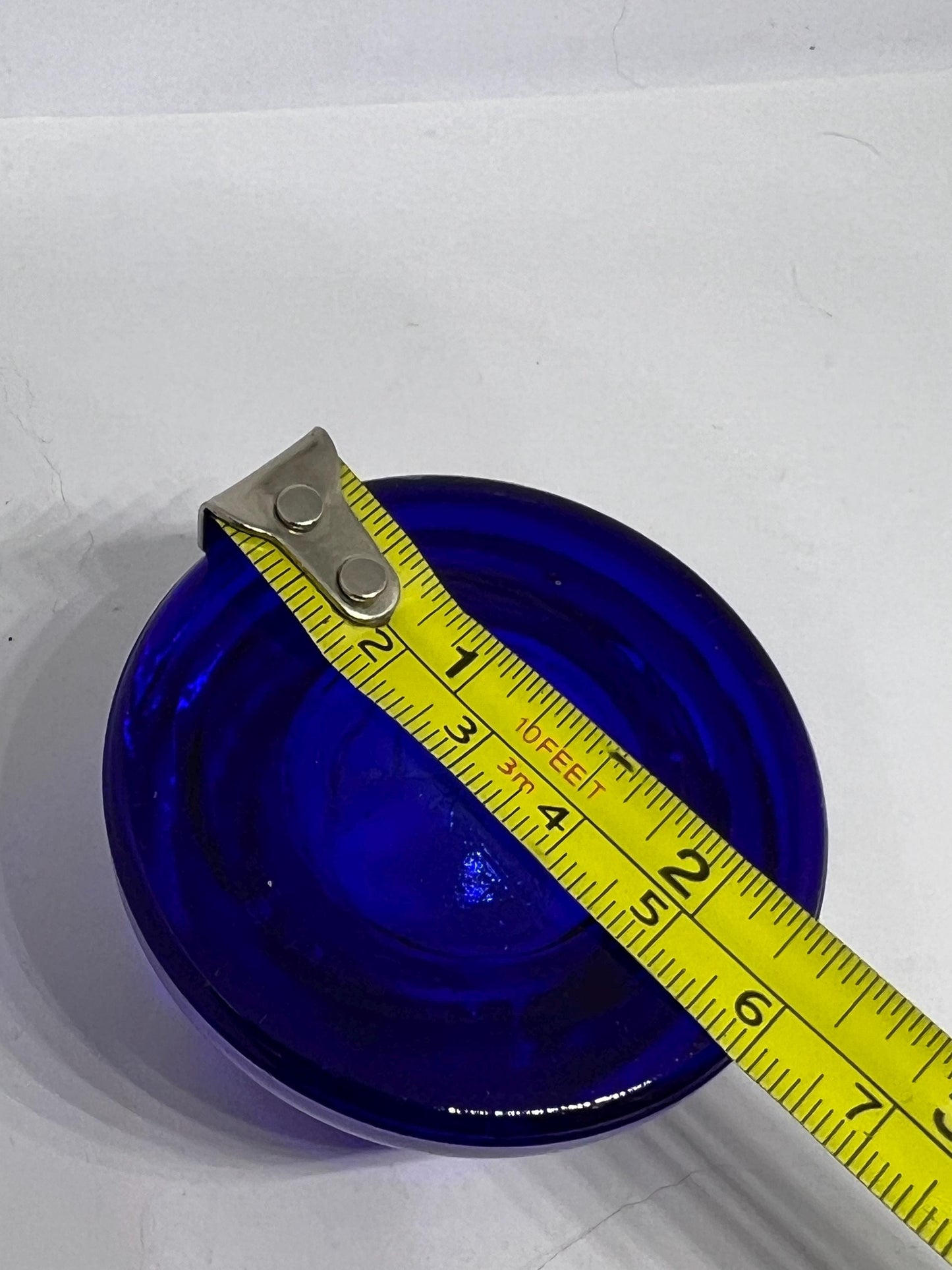 Antique cobalt blue glass inkwell. Fountain pen dipper.
