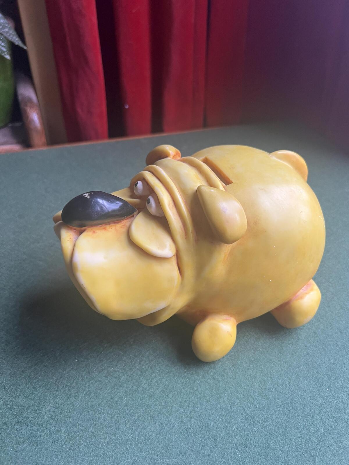 Vintage bulldog money box. Paolo Chiari style Italian resin money bank. Dog lover gift.