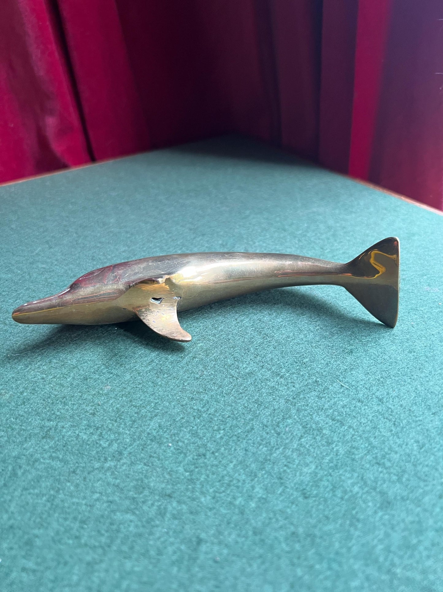 Vintage brass Dolphin figurine sculpture.