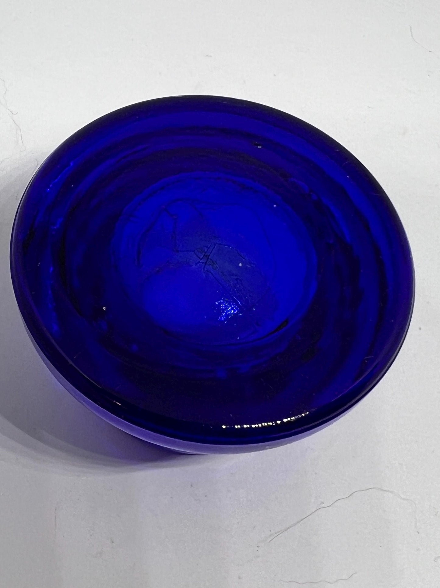 Antique cobalt blue glass inkwell. Fountain pen dipper.