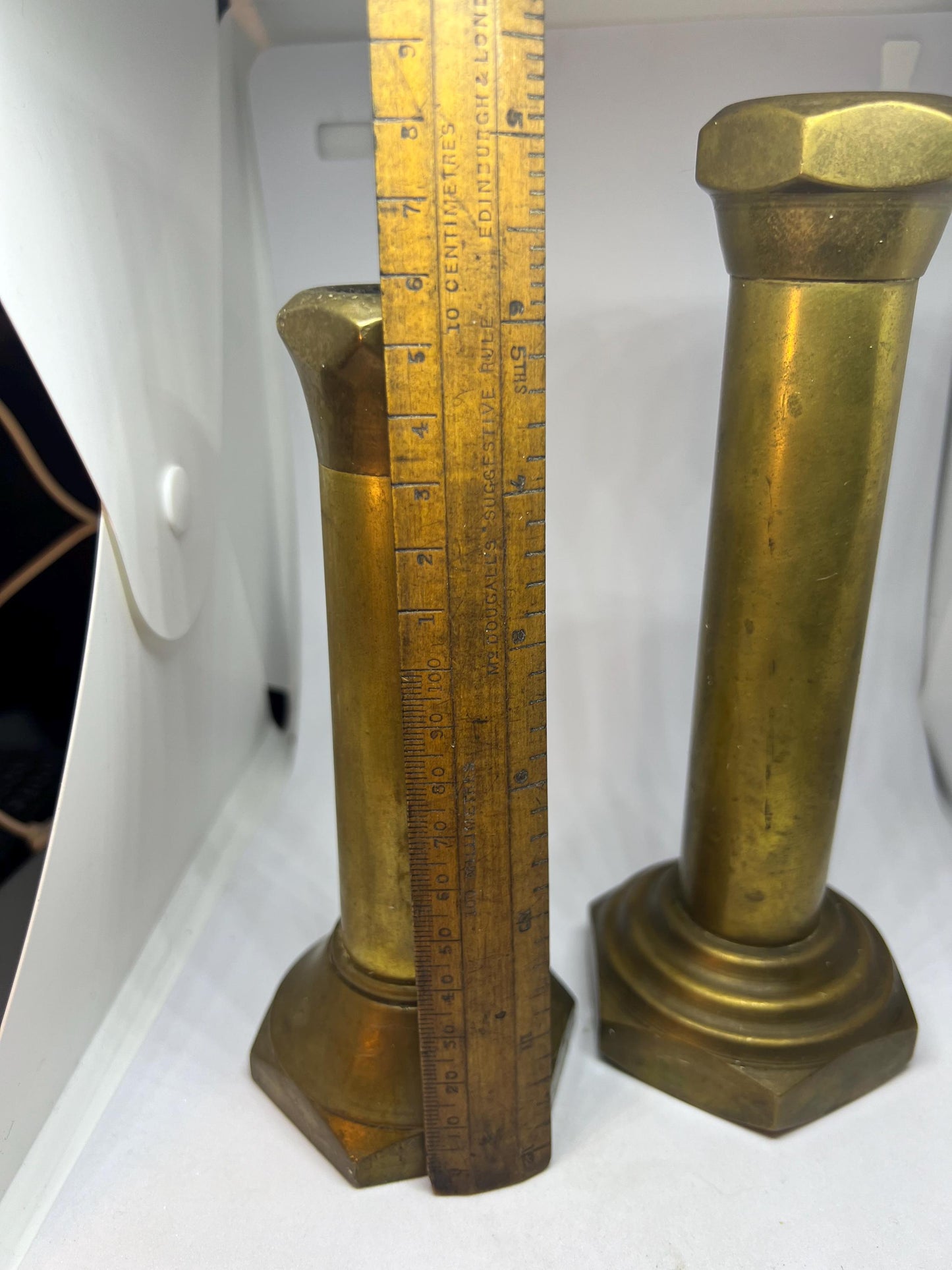 Steampunk style graduated candle holders.