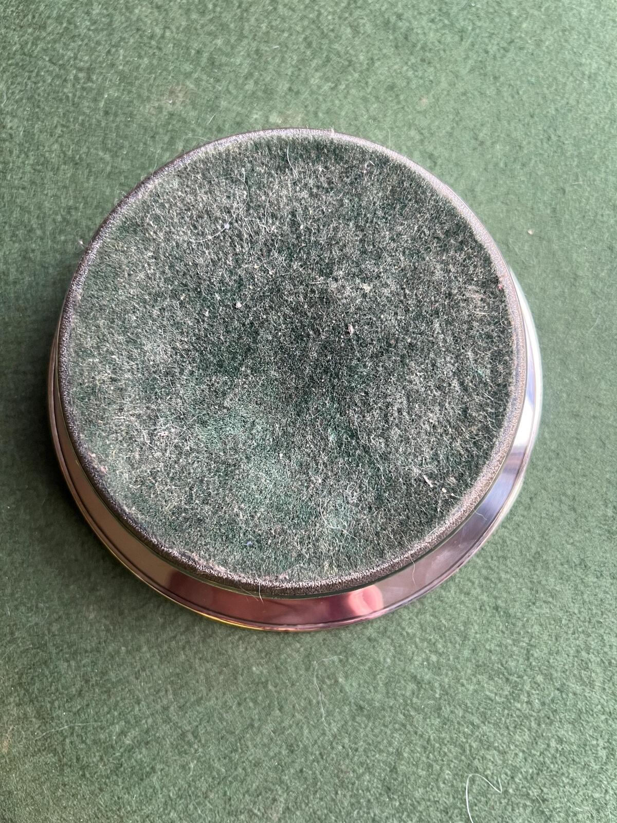 Antique vintage wine coaster. Silver plate and mahogany wood Barker Ellis style bottle coaster.