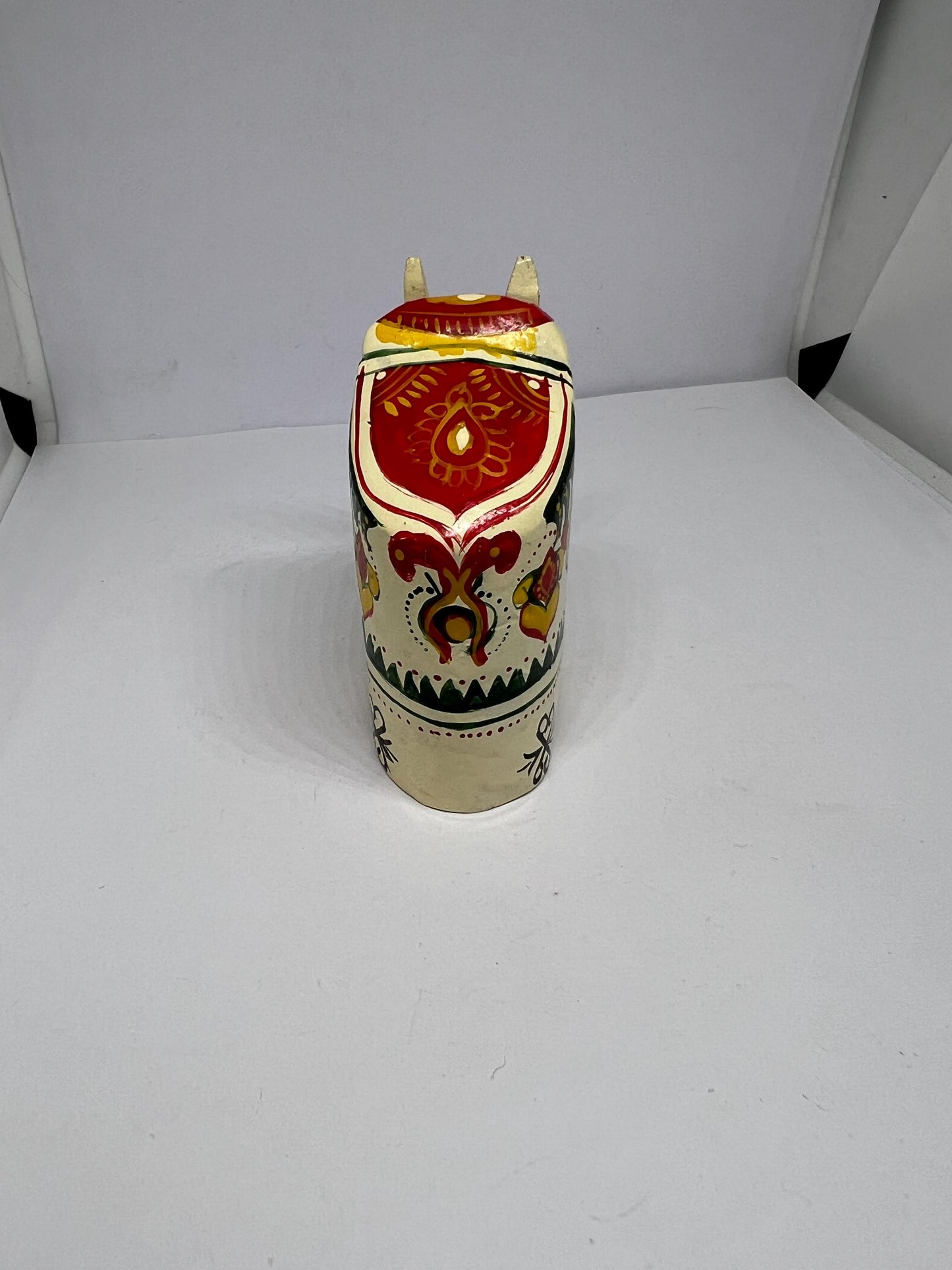 Folk art elephant figurine. Sri Lankan decorative hand painted elephant.
