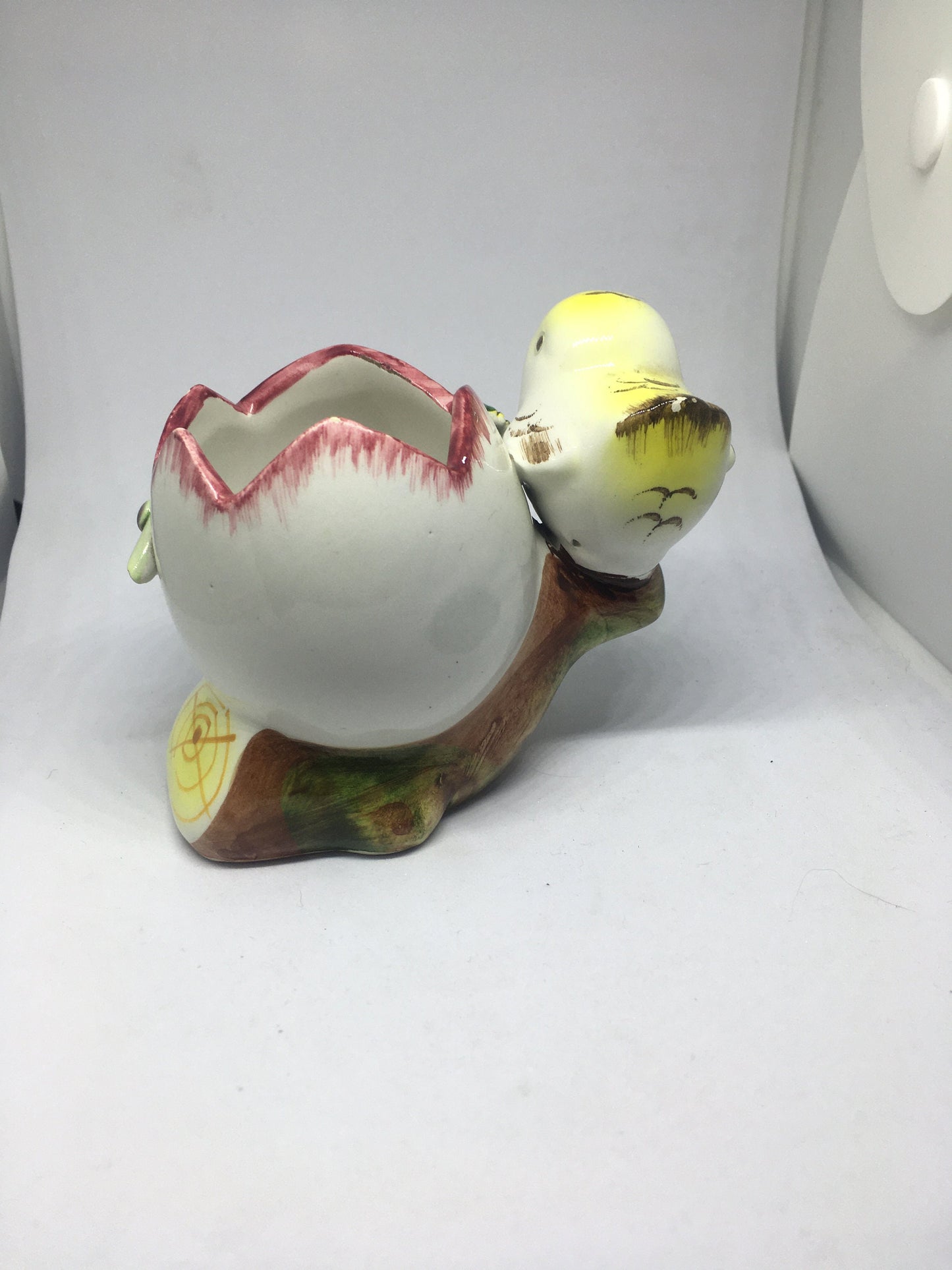 Ceramic chick and egg plant pot. Made in Italy.