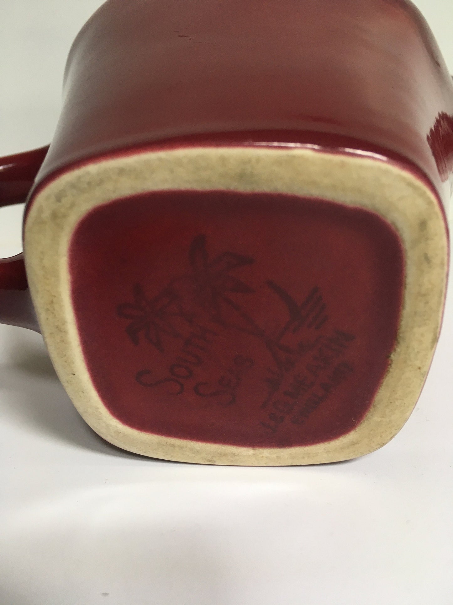 Rare Vintage red milk jug creamer Deep red glazed gravy custard serving jug. Stamped South Seas JG Meakin.