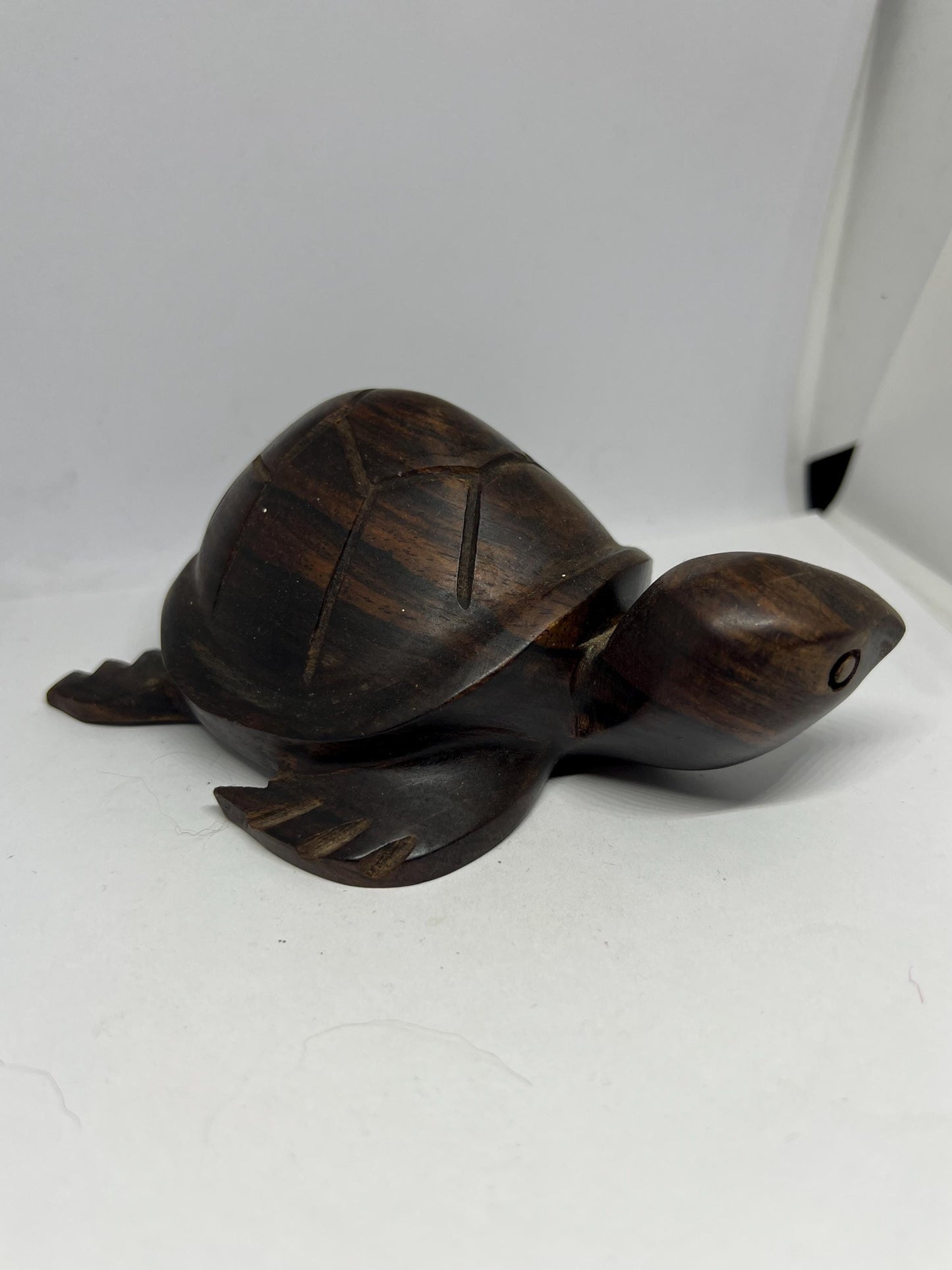 Vintage sea turtle sculpture Ironwood hand carved turtle. Quirky smiling turtle figurine. Animal lover gift. Gift for turtle lover.