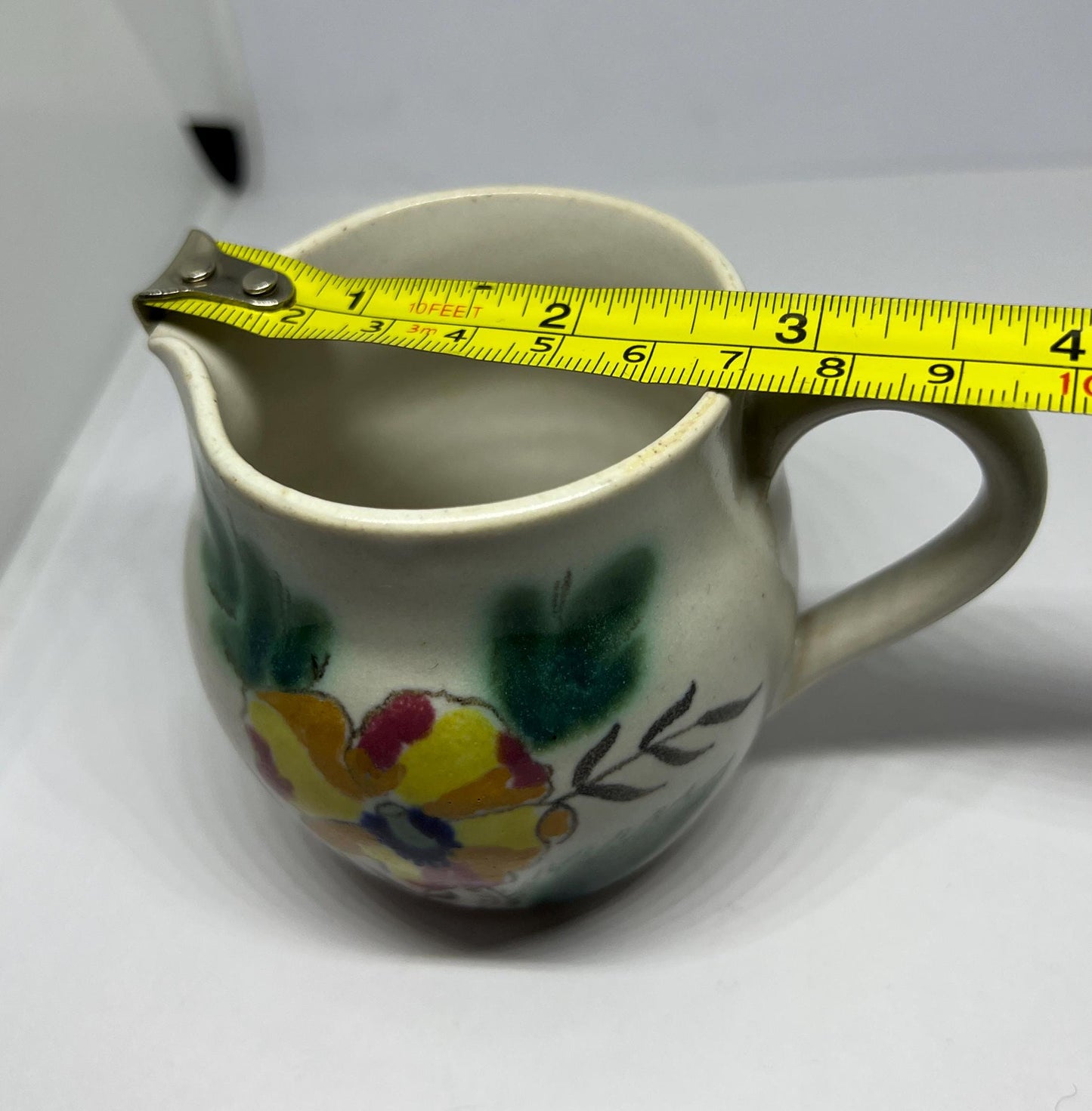 Vintage milk jug Stoneware creamer. Stamped Buchan Scotland Summertime M1238