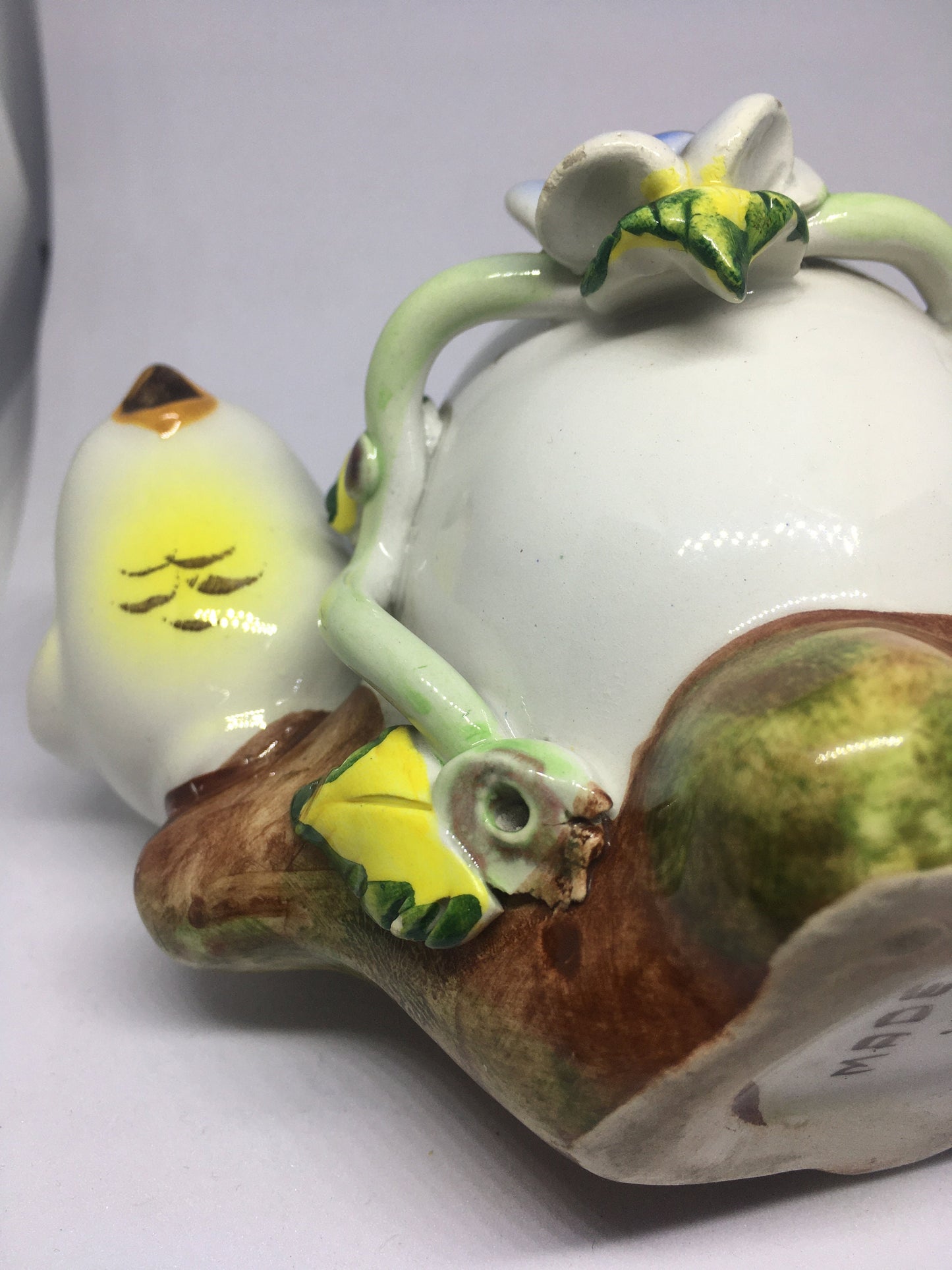 Ceramic chick and egg plant pot. Made in Italy.