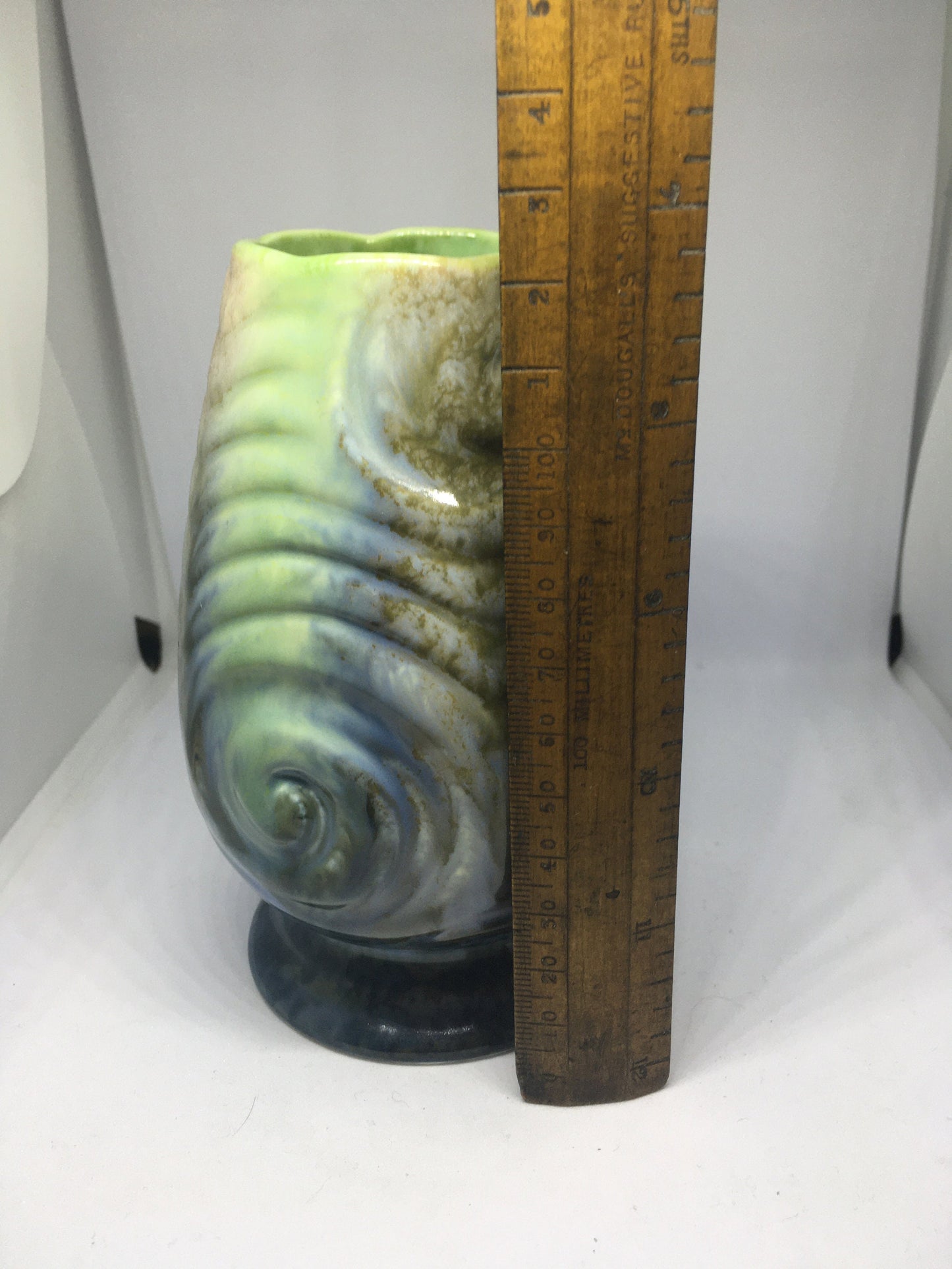 SYLVAC small posy vase. Green and pink toned glaze bud vase.