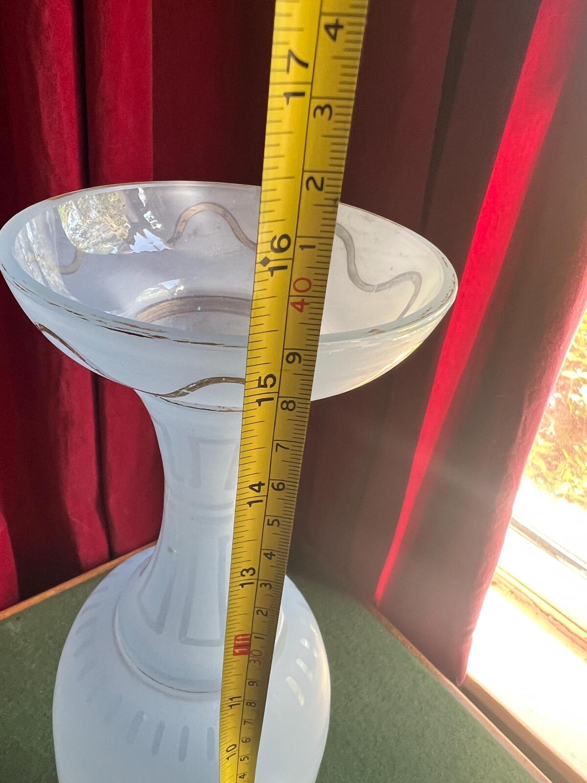 Rare Antique satin glass vase. Blue opaque glass tall vase with gold detail. Victoriana collector gift.