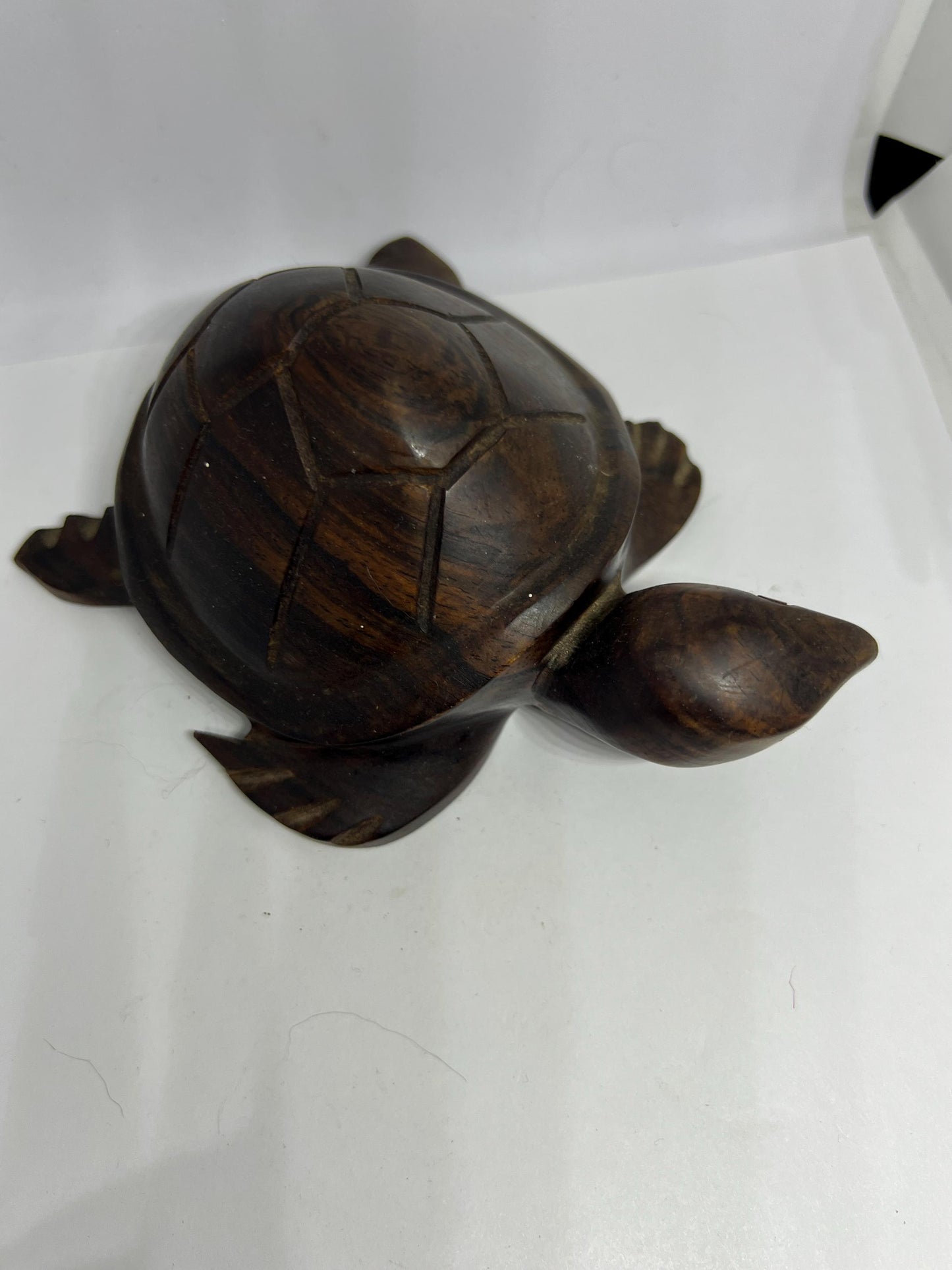 Vintage sea turtle sculpture Ironwood hand carved turtle. Quirky smiling turtle figurine. Animal lover gift. Gift for turtle lover.