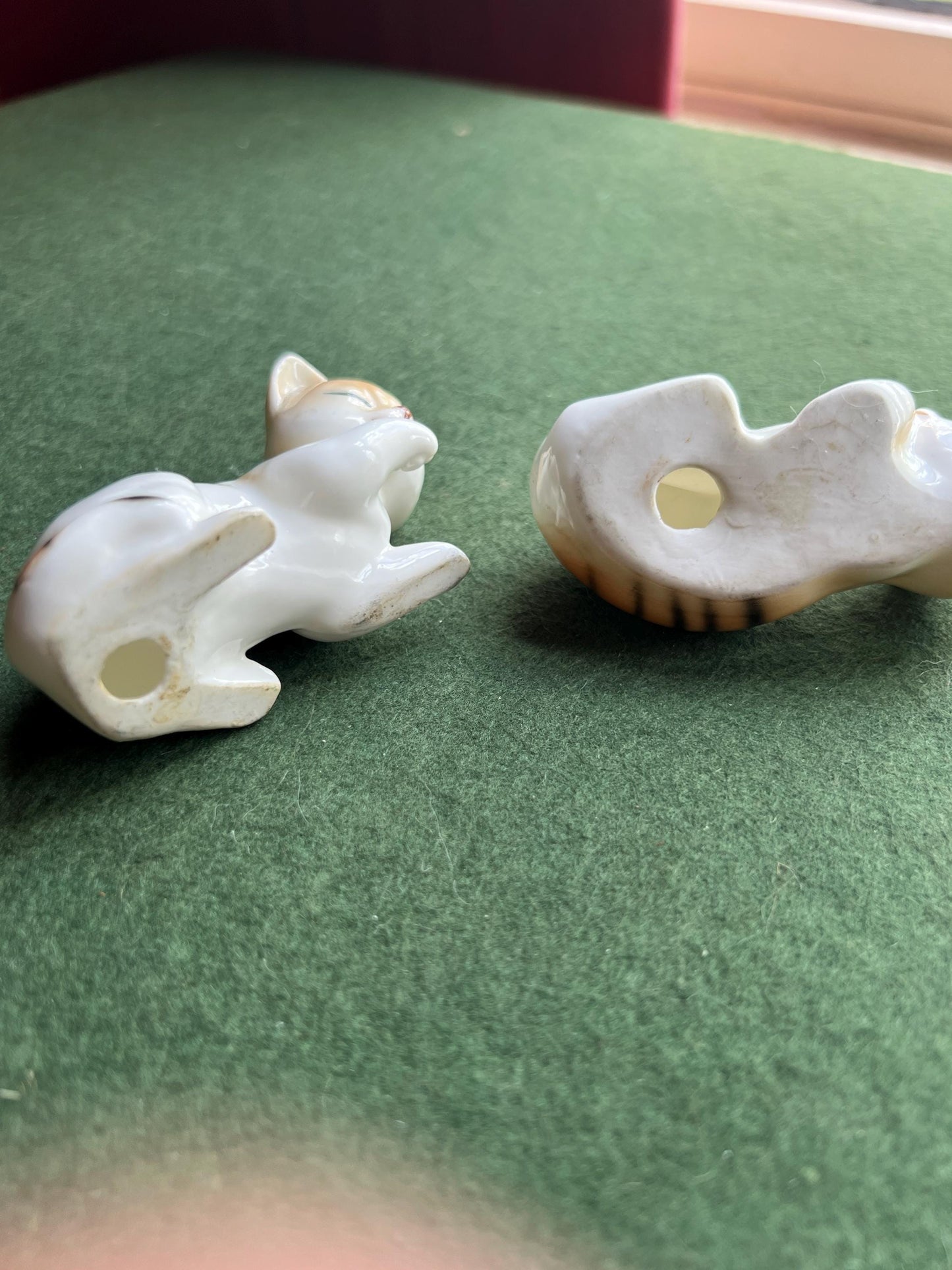 Pair of tabby cat ornaments.