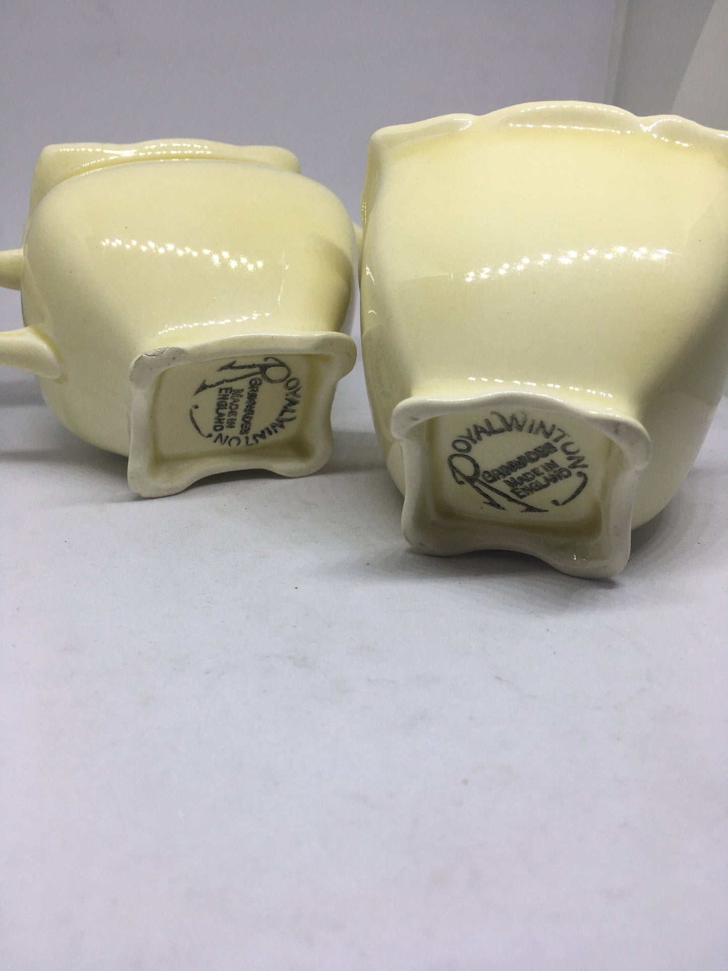 Sugar bowl and milk jug. Cream glazed Royal Winton Grimwades. Made in England.