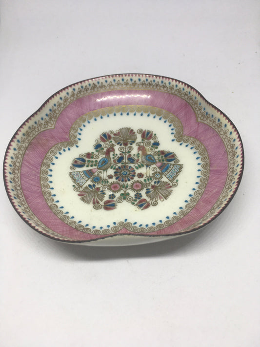 Vintage trefoil enamelled trinket pin dish. Signed Handmade in Austria 2/10.